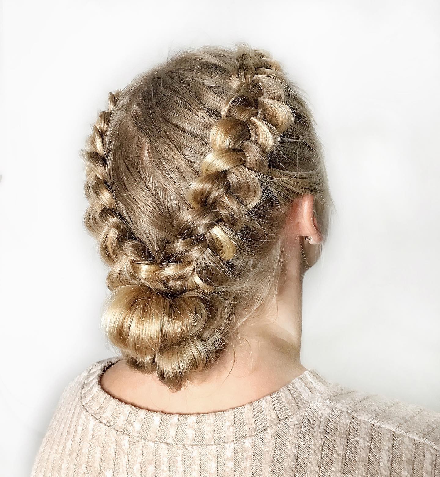 Braided Crown With Low Chignon Bun