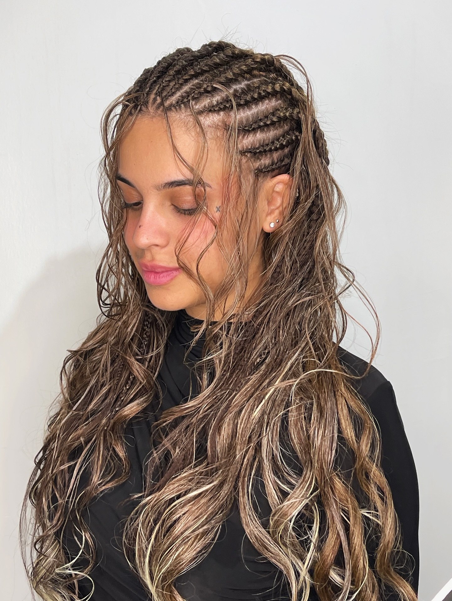 Braided Crown With Wavy Lower Strands