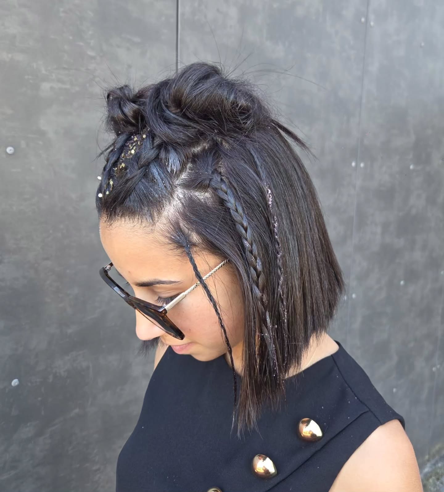 Braided Half Up Bob With Festival Glitter
