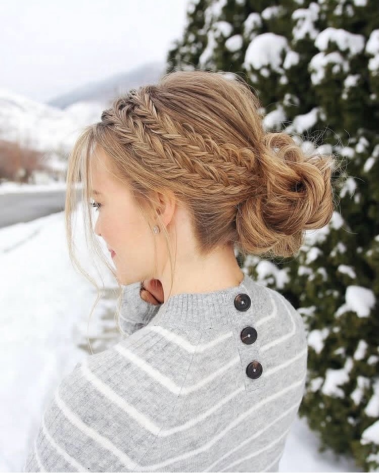 Braided Headband With Messy Chignon