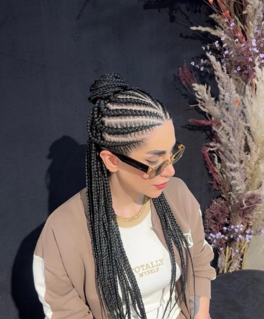 Braided High Bun With Long Box Braids