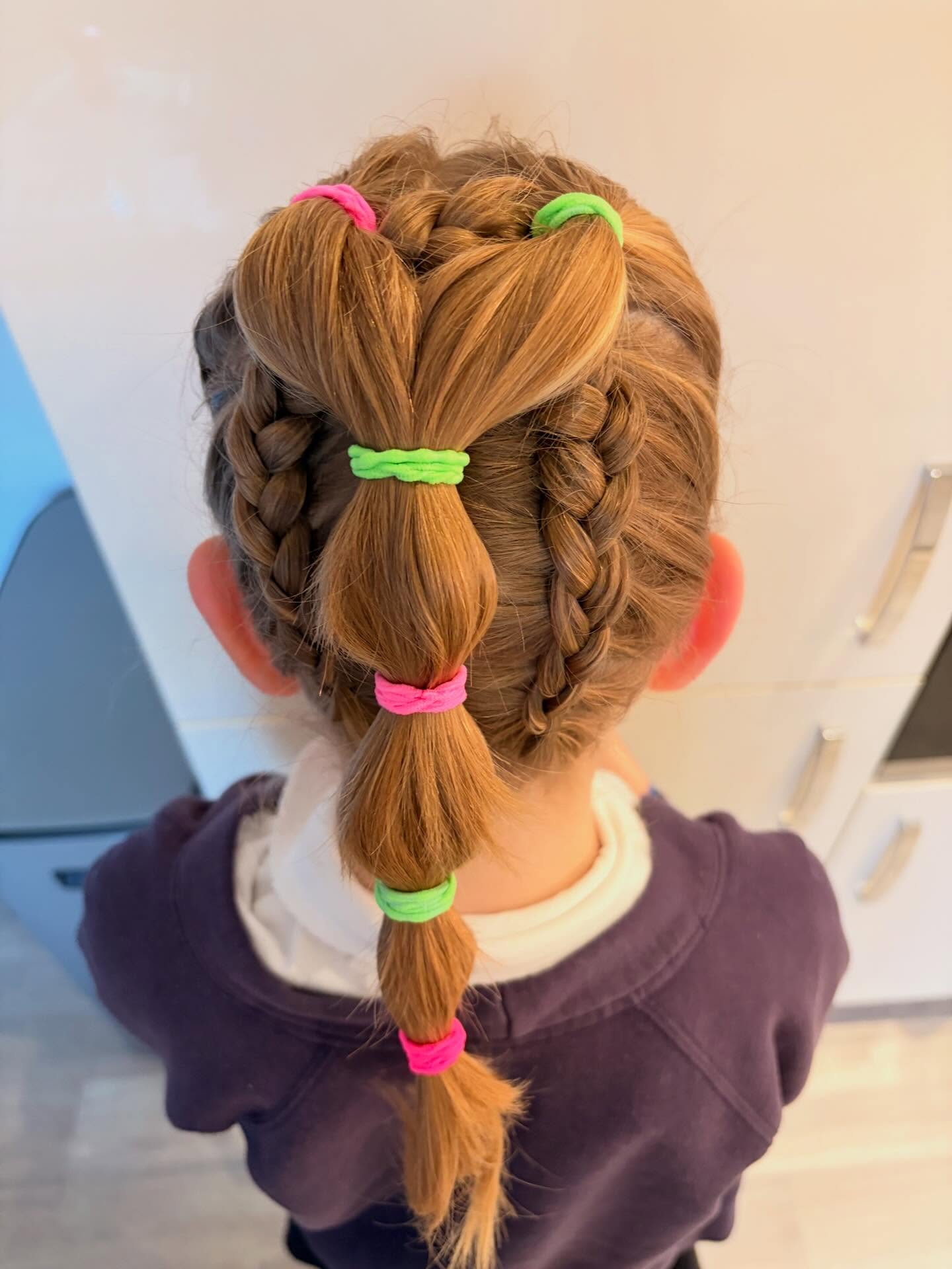 Bubble Braids & Pigtails With Neon Elastics