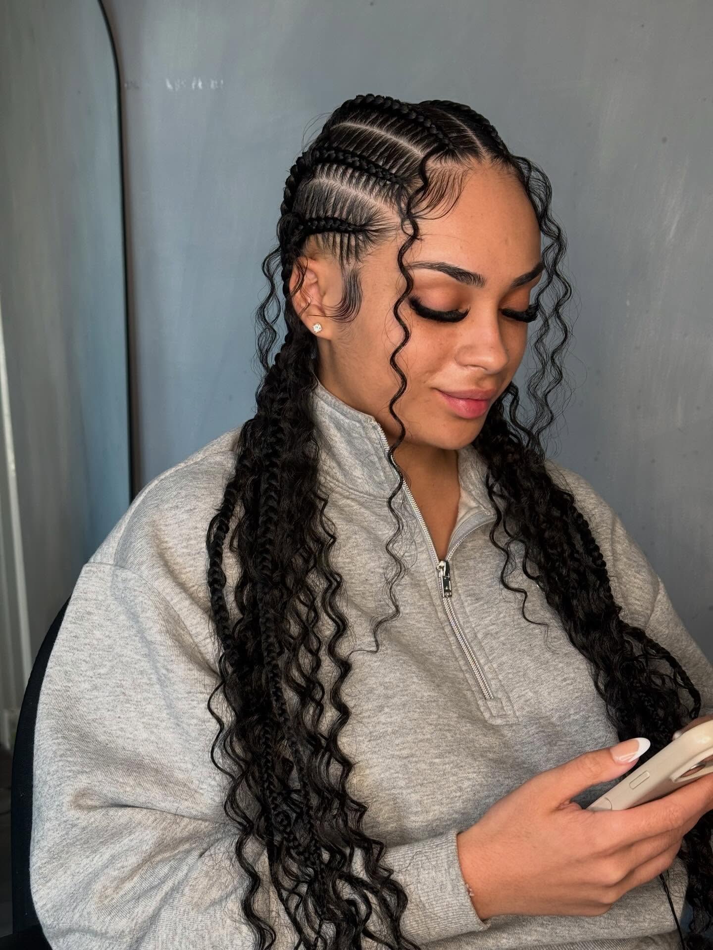 Chic Cornrows With Cascading Curls