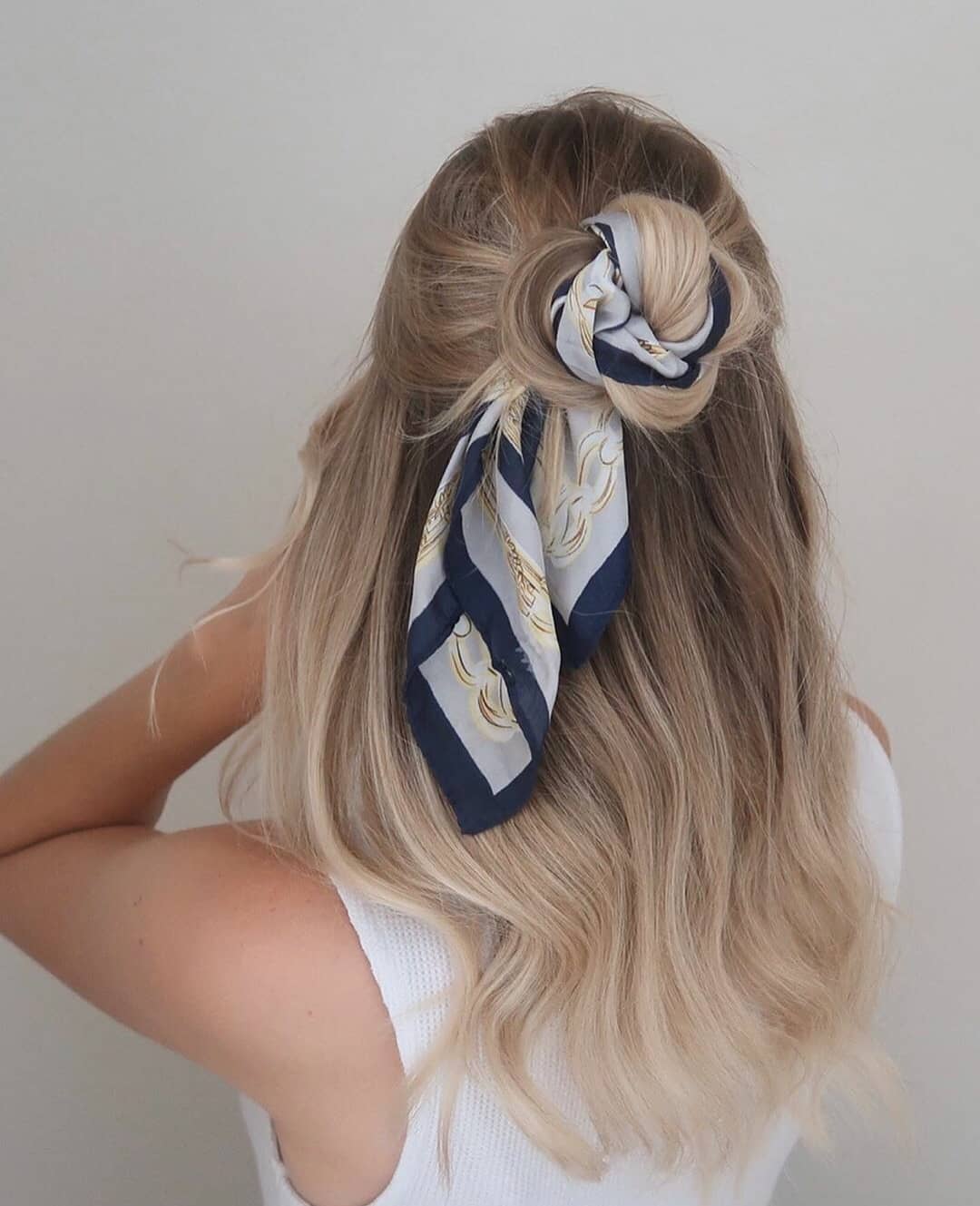 Chic Half-Up Bun With Scarf Accent