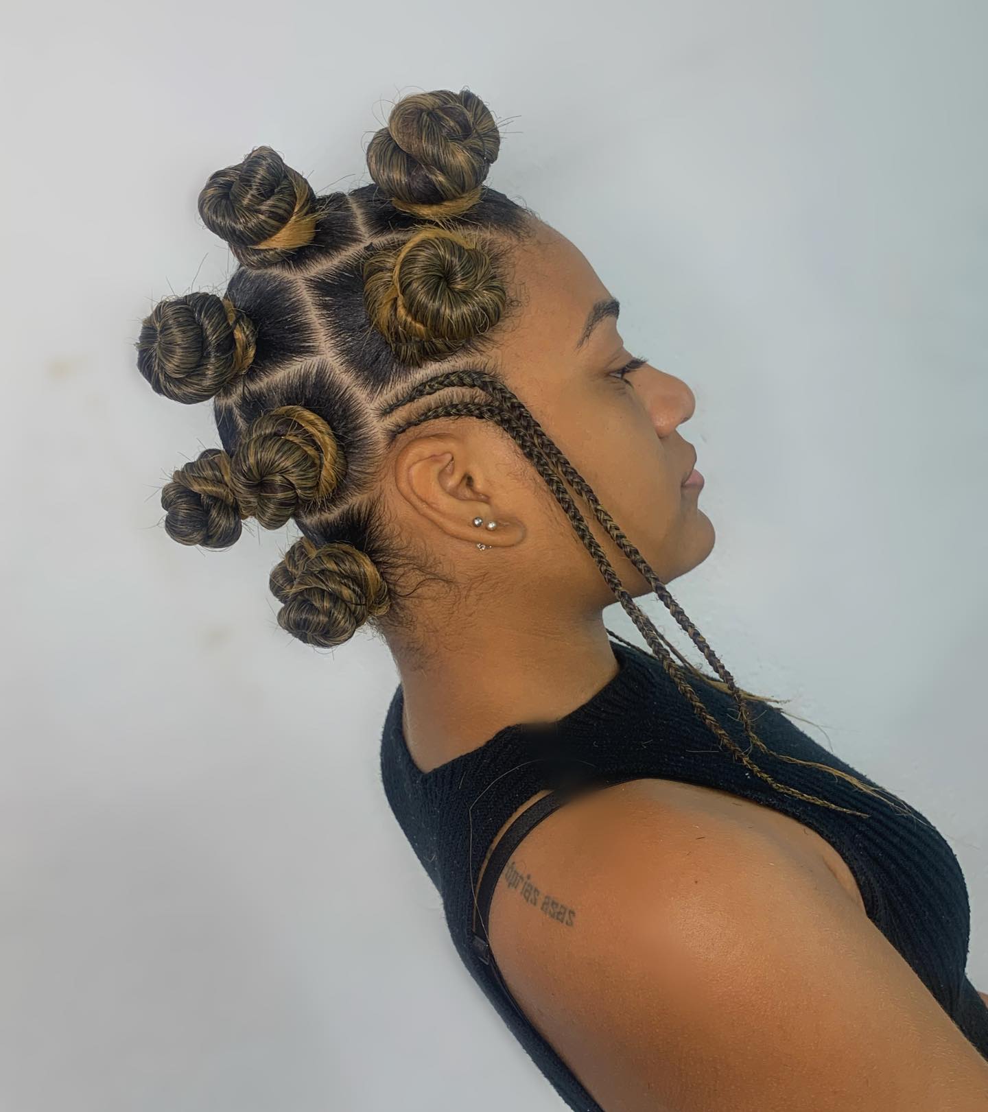Chic Honey Blonde Bantu Knots With Braided Accents