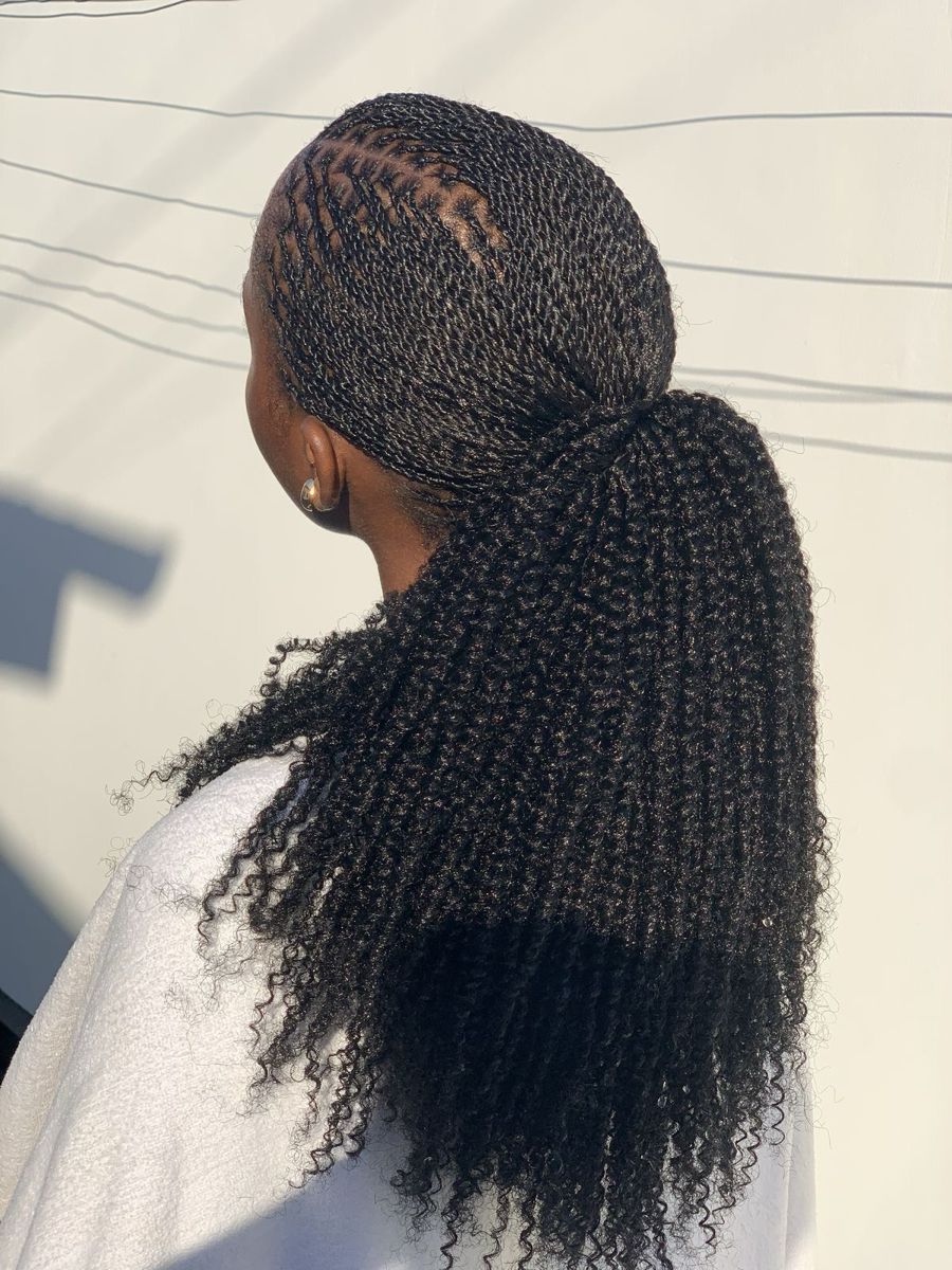 Chic Micro Twists High Ponytail With Curly Tendrils