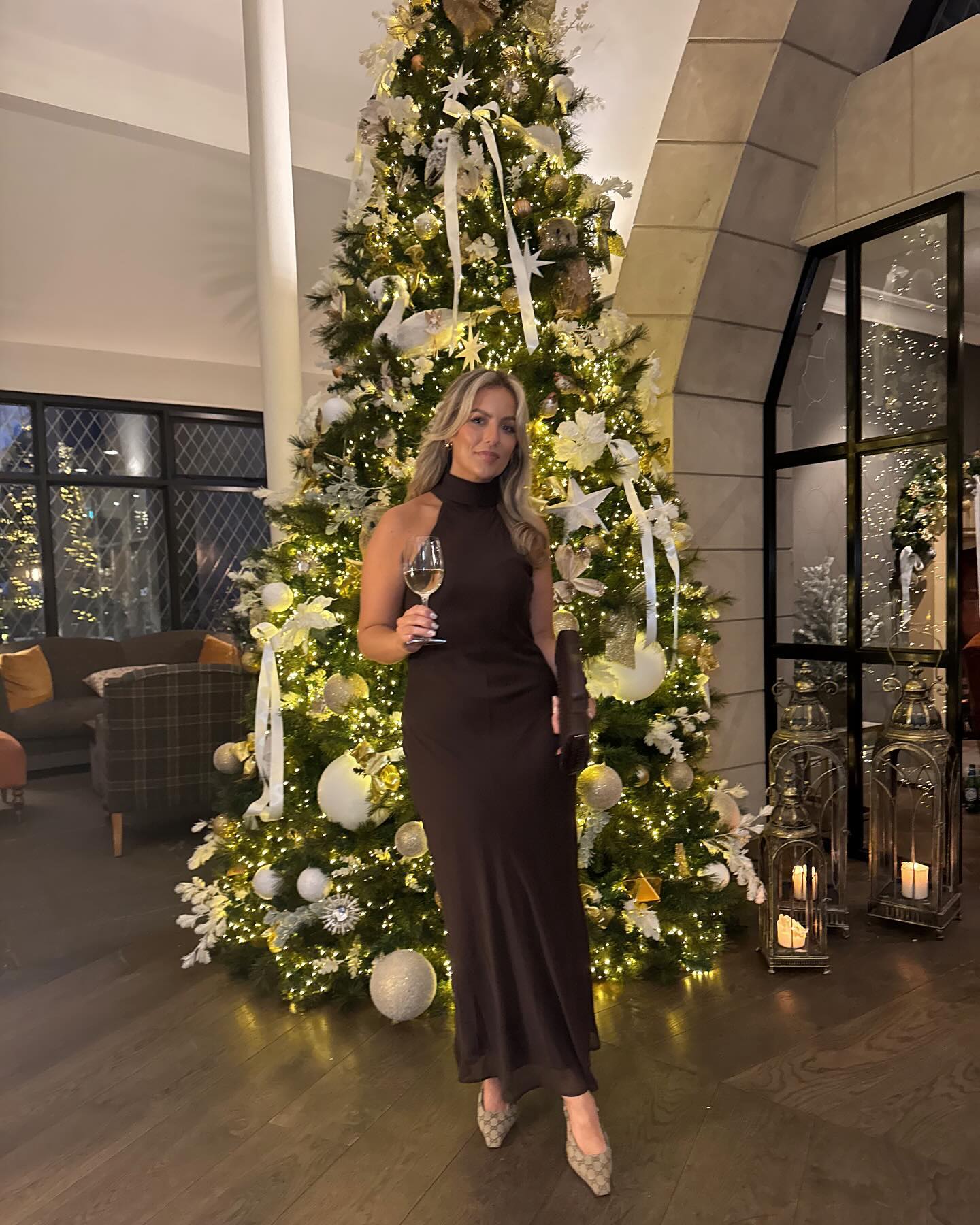 Chic Mock Neck Maxi Dress With Elegant Heels