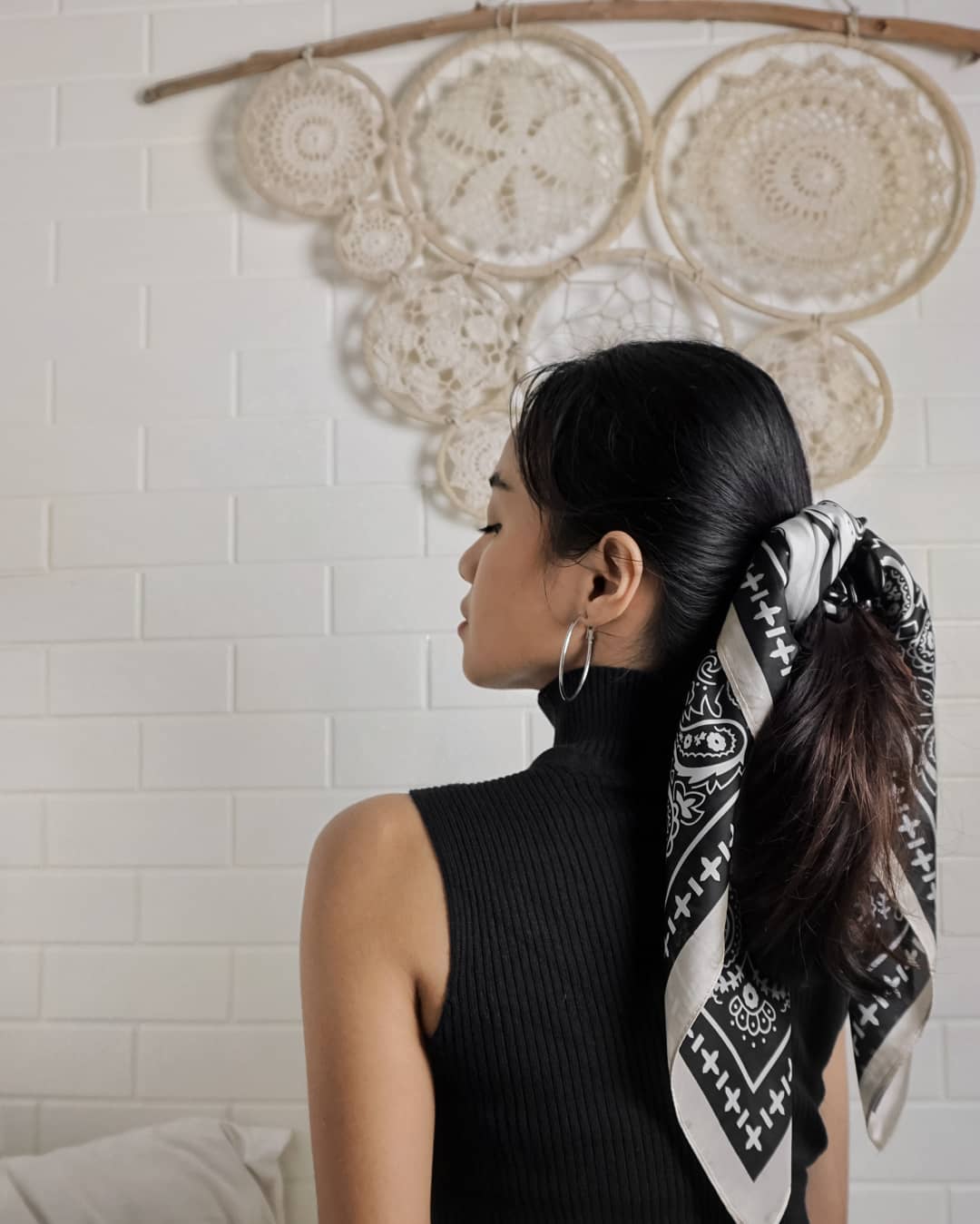 Chic Scarf Wrapped High Ponytail