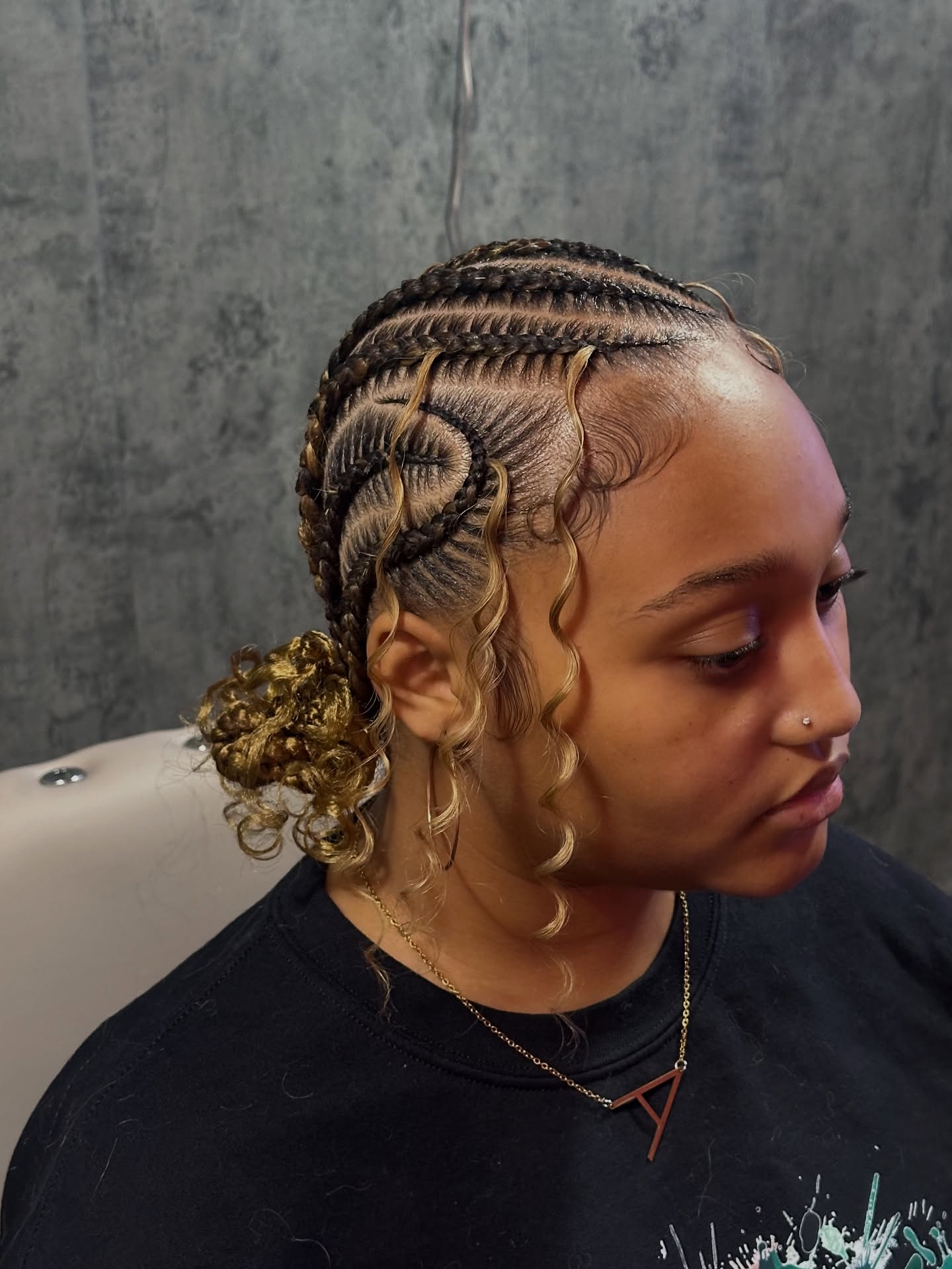 Chic Stitch Braids With Curly Front Pieces