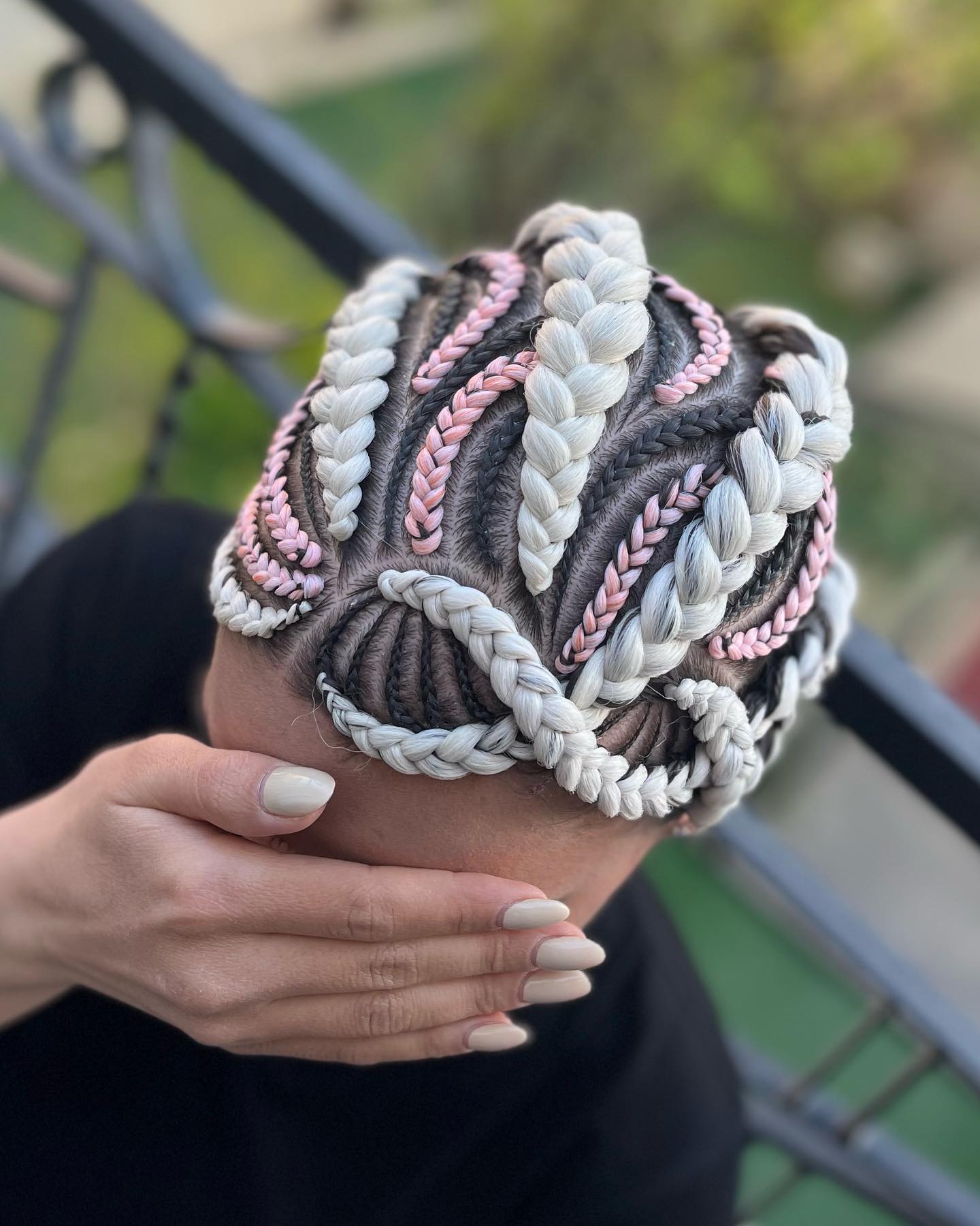 Chunky Braids With Pink & White Highlights