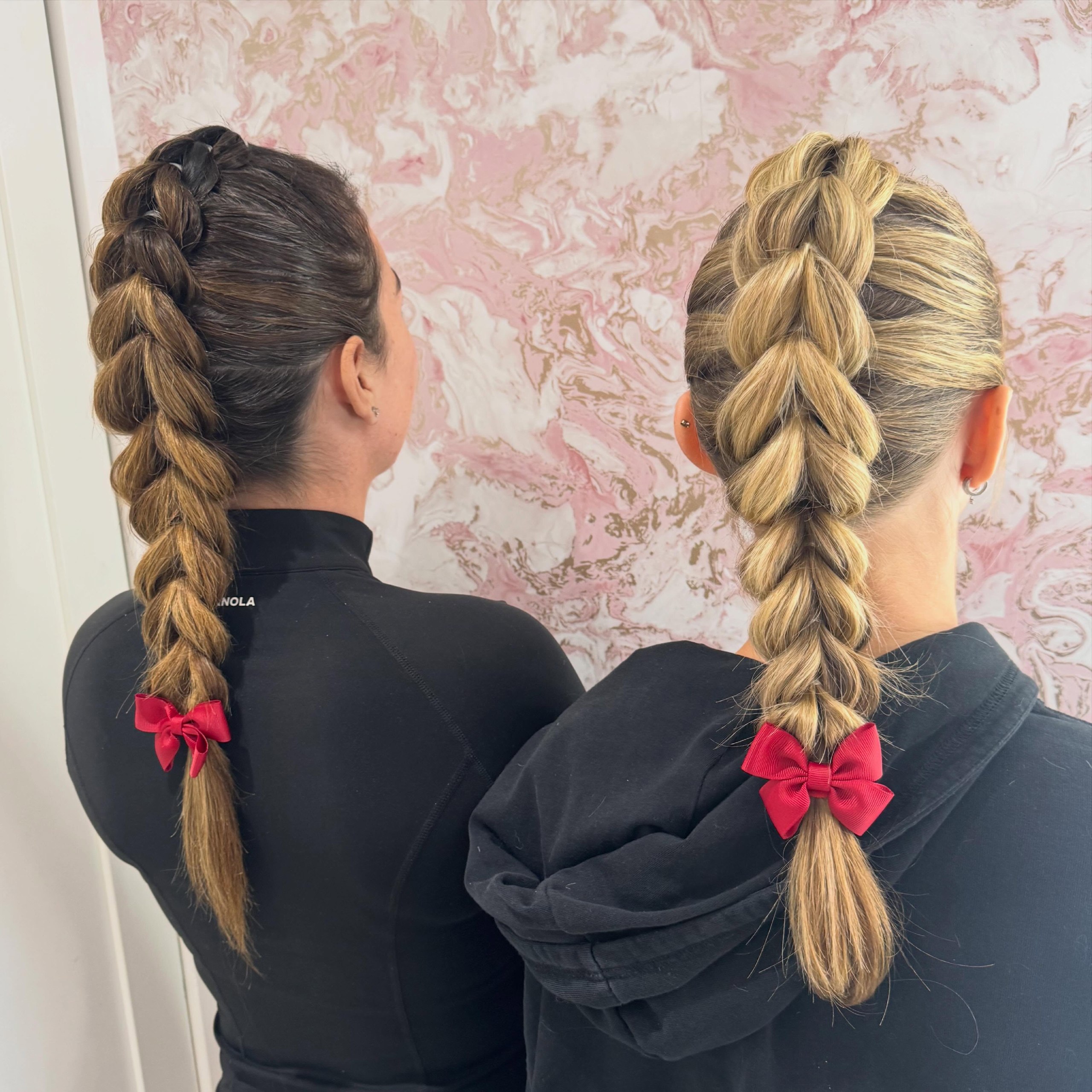 Chunky Dutch Braid With Red Bow Accent