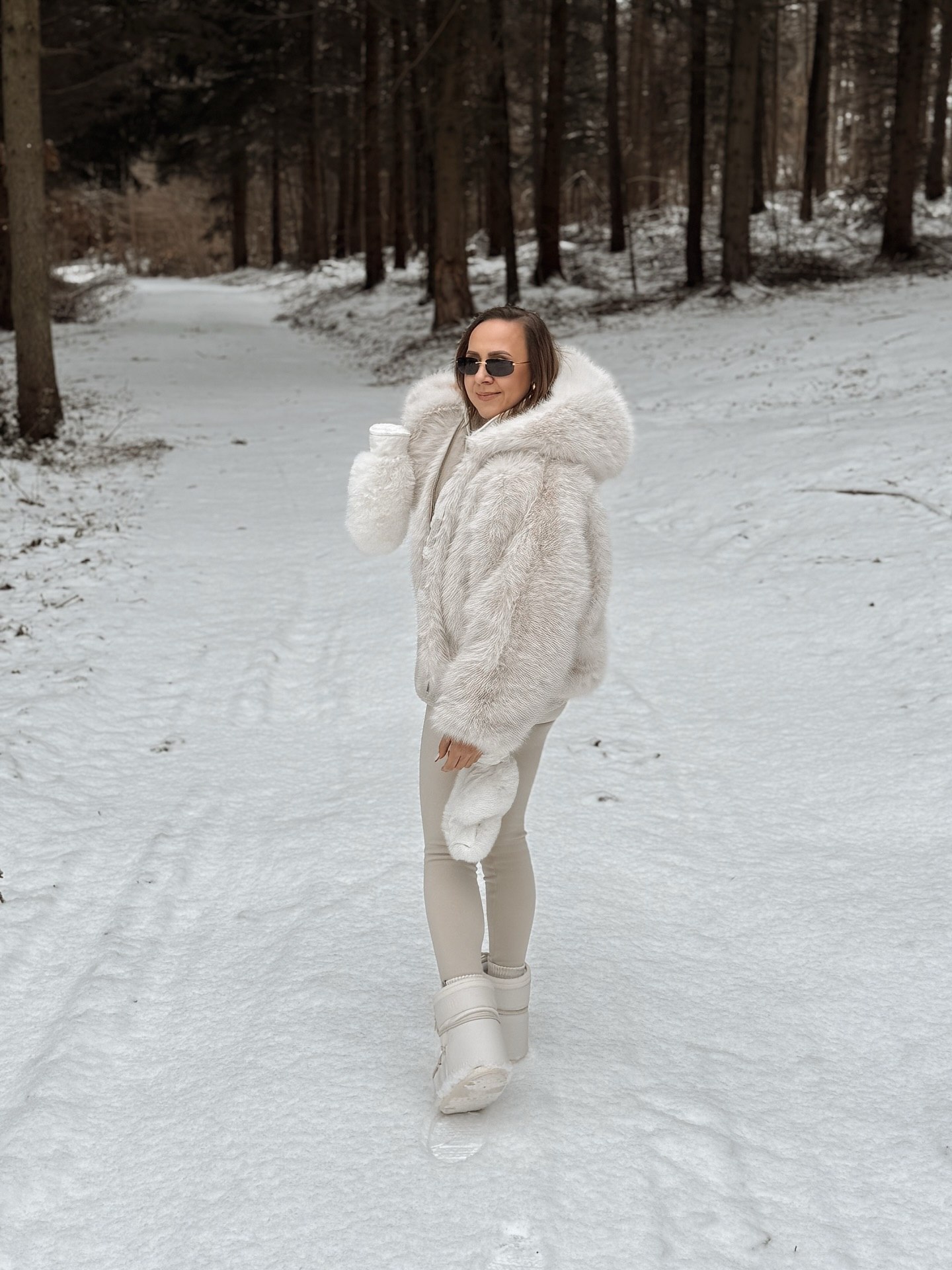 Cozy Cream Faux Fur Coat And Matching Set