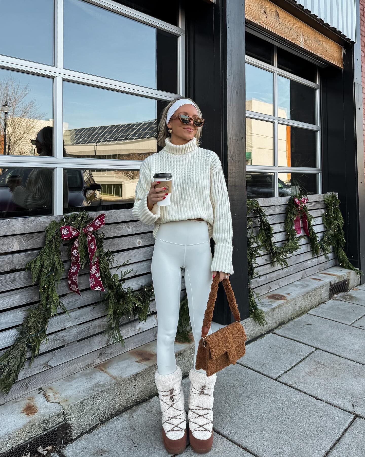 Cozy Winter White Knit Set With Teddy Bag