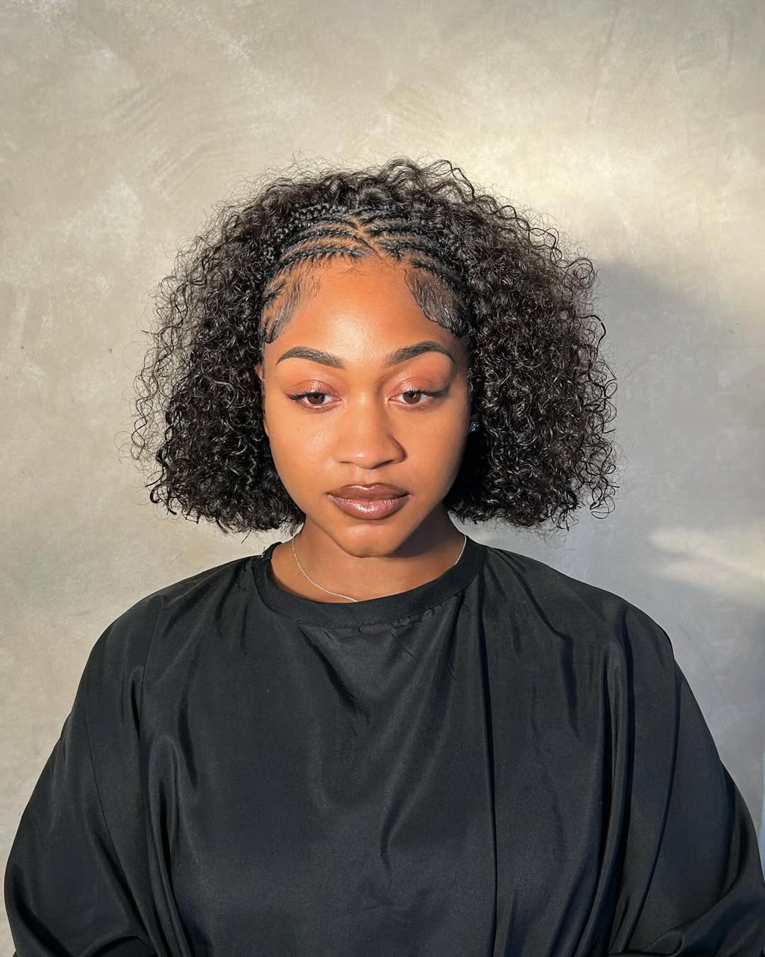 Curly Bob With Braided Front Detail