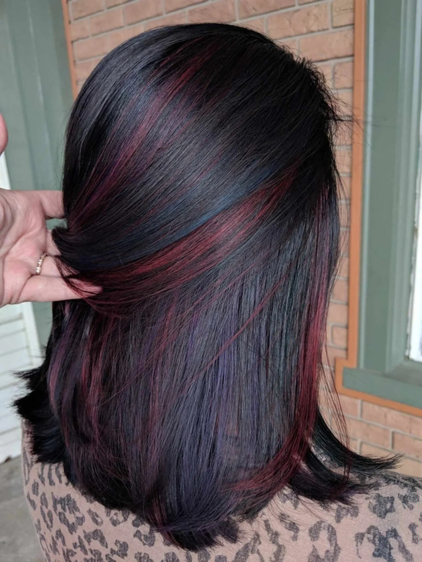 Dark Cherry Highlights On A Blunt Lob