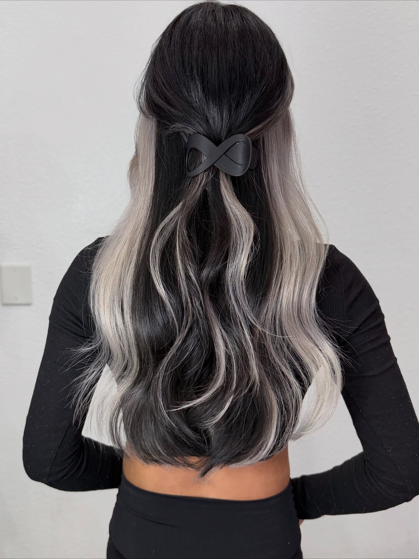 Dark Hair With Bold Ash Blonde Highlights