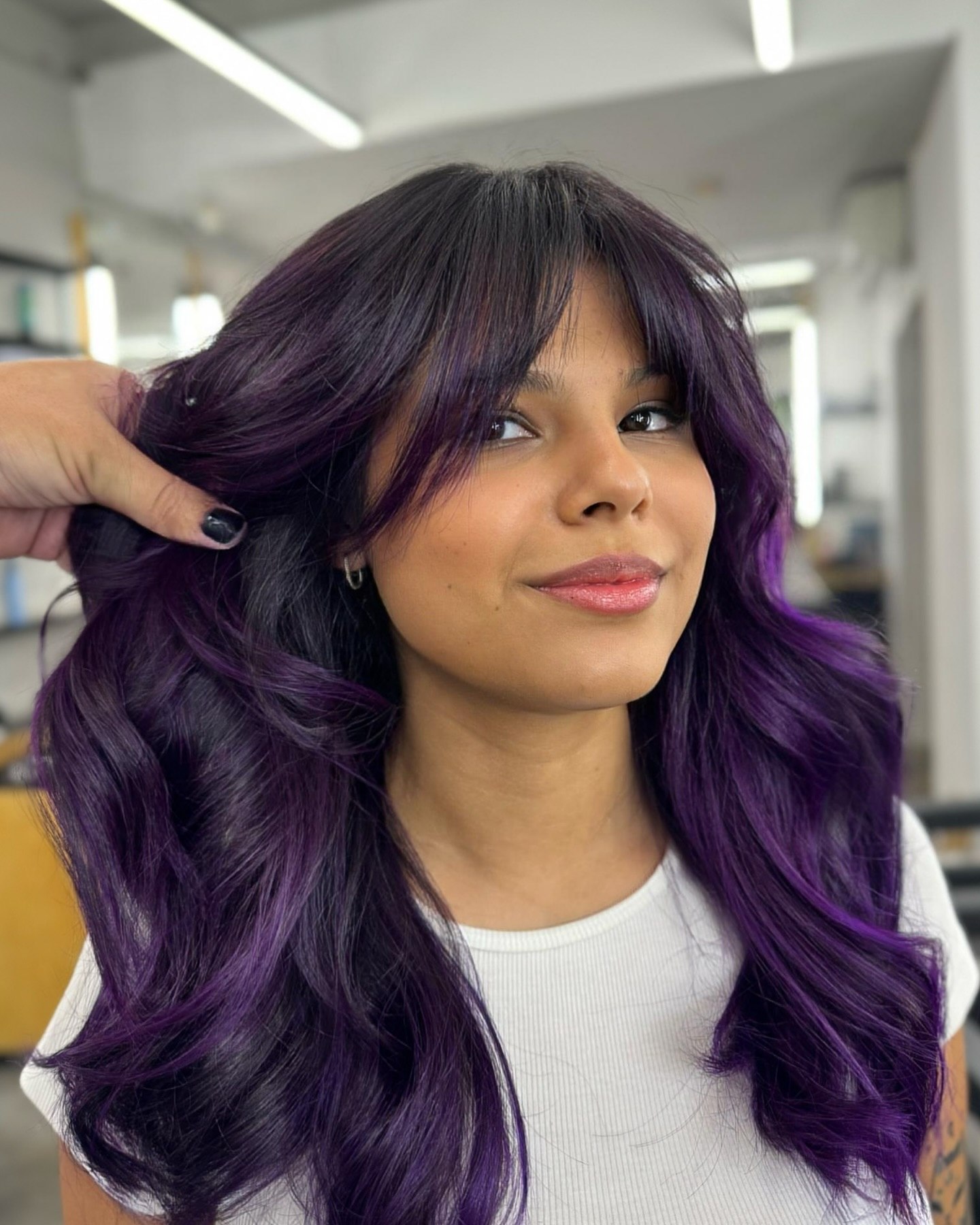 Deep Amethyst Purple With Face Framing Layers