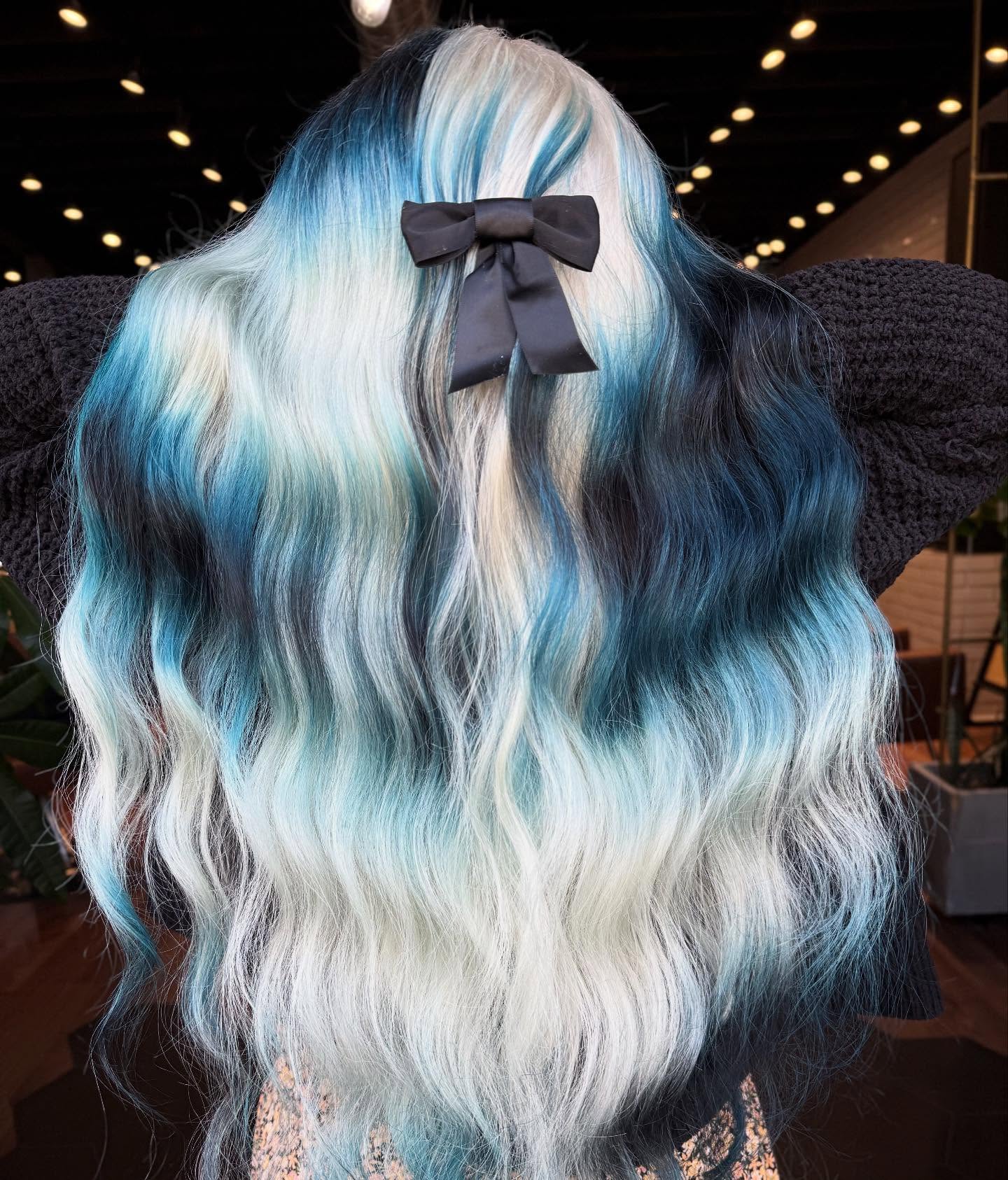 Deep Ocean Ombre With A Black Bow Accent