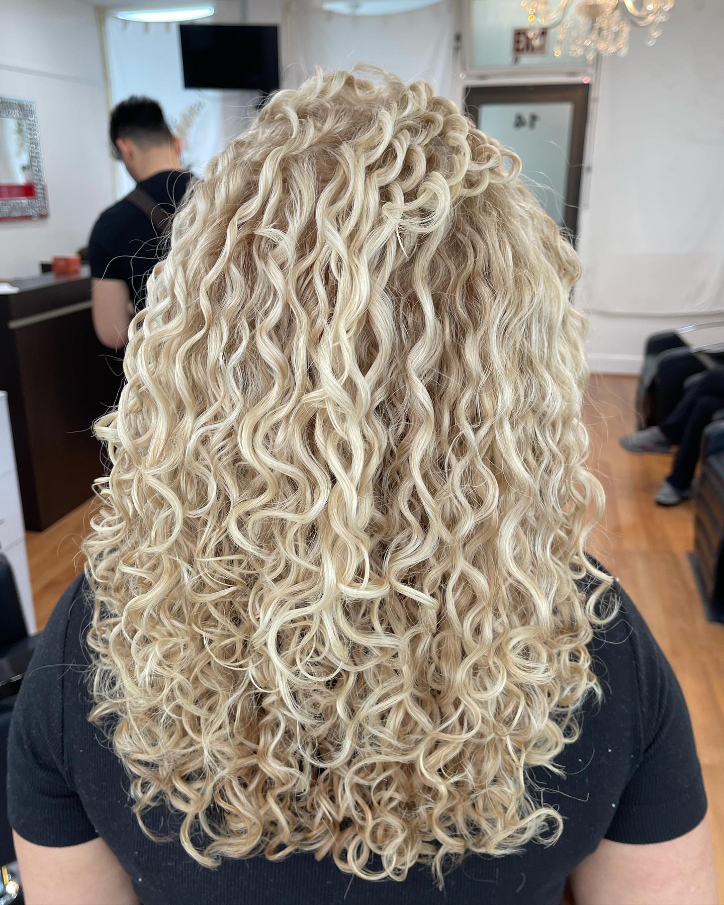Defined Platinum Blonde Spiral Curls