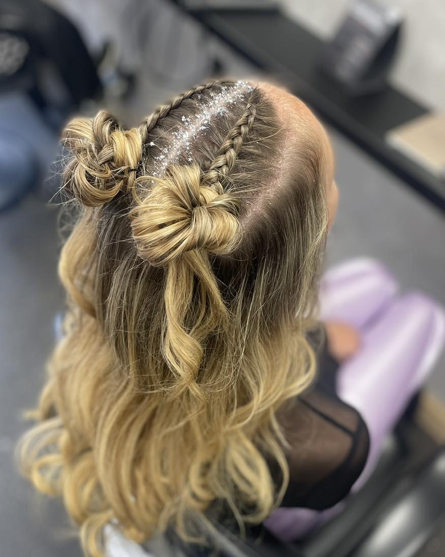 Double Braided Space Buns With Glitter Part