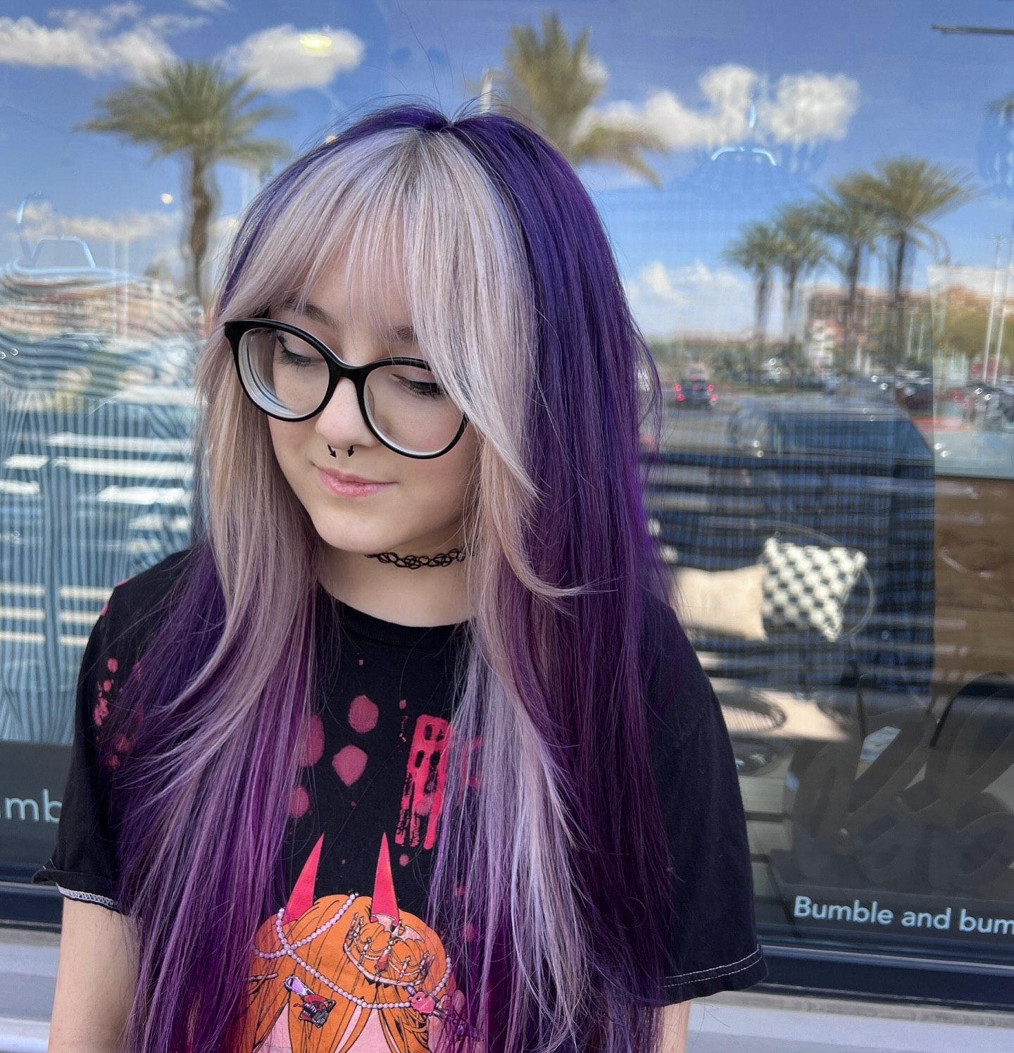 Dramatic Purple & Blonde Two-Tone Hair