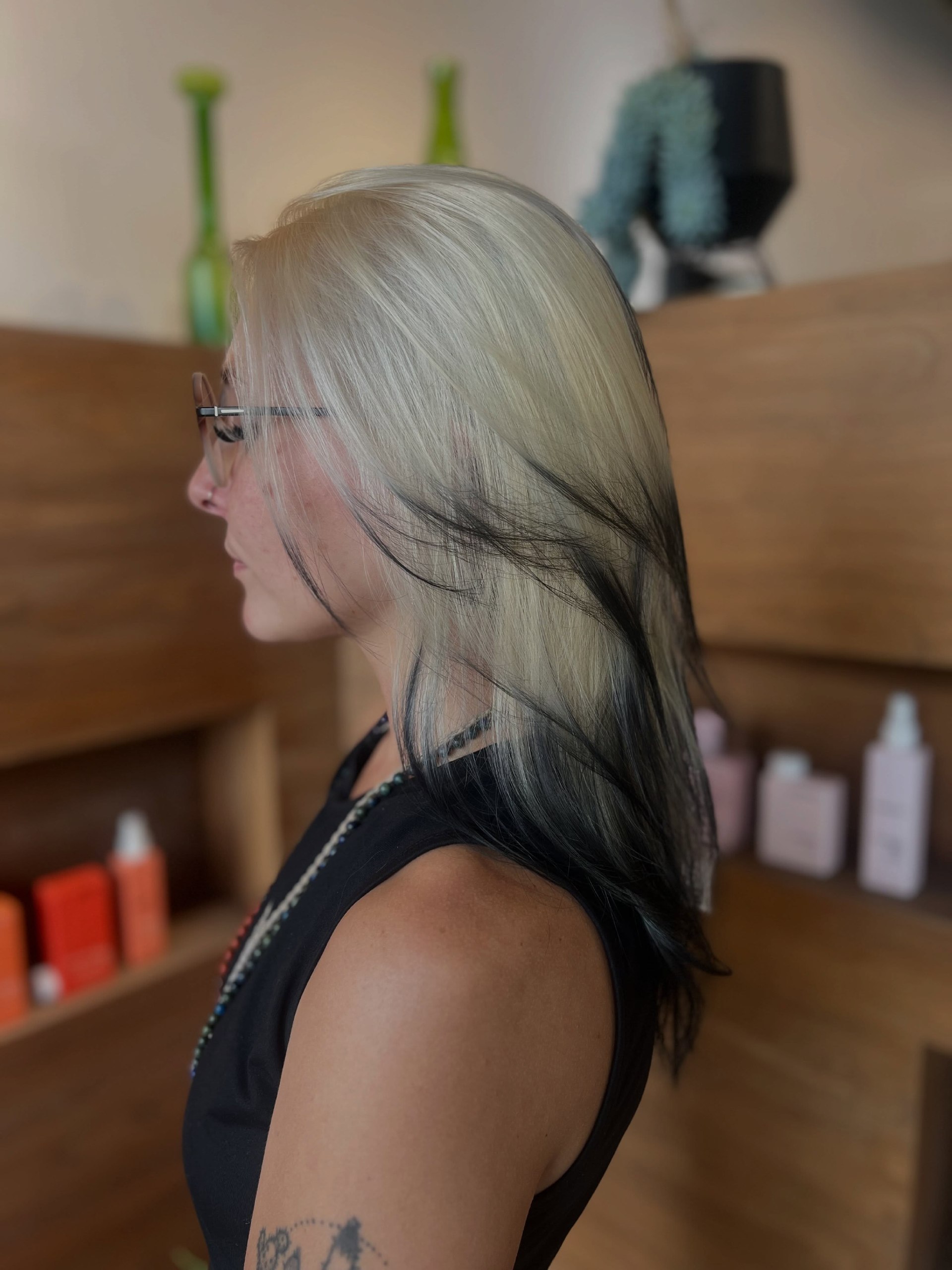 Edgy Platinum Blonde With Black Underlights