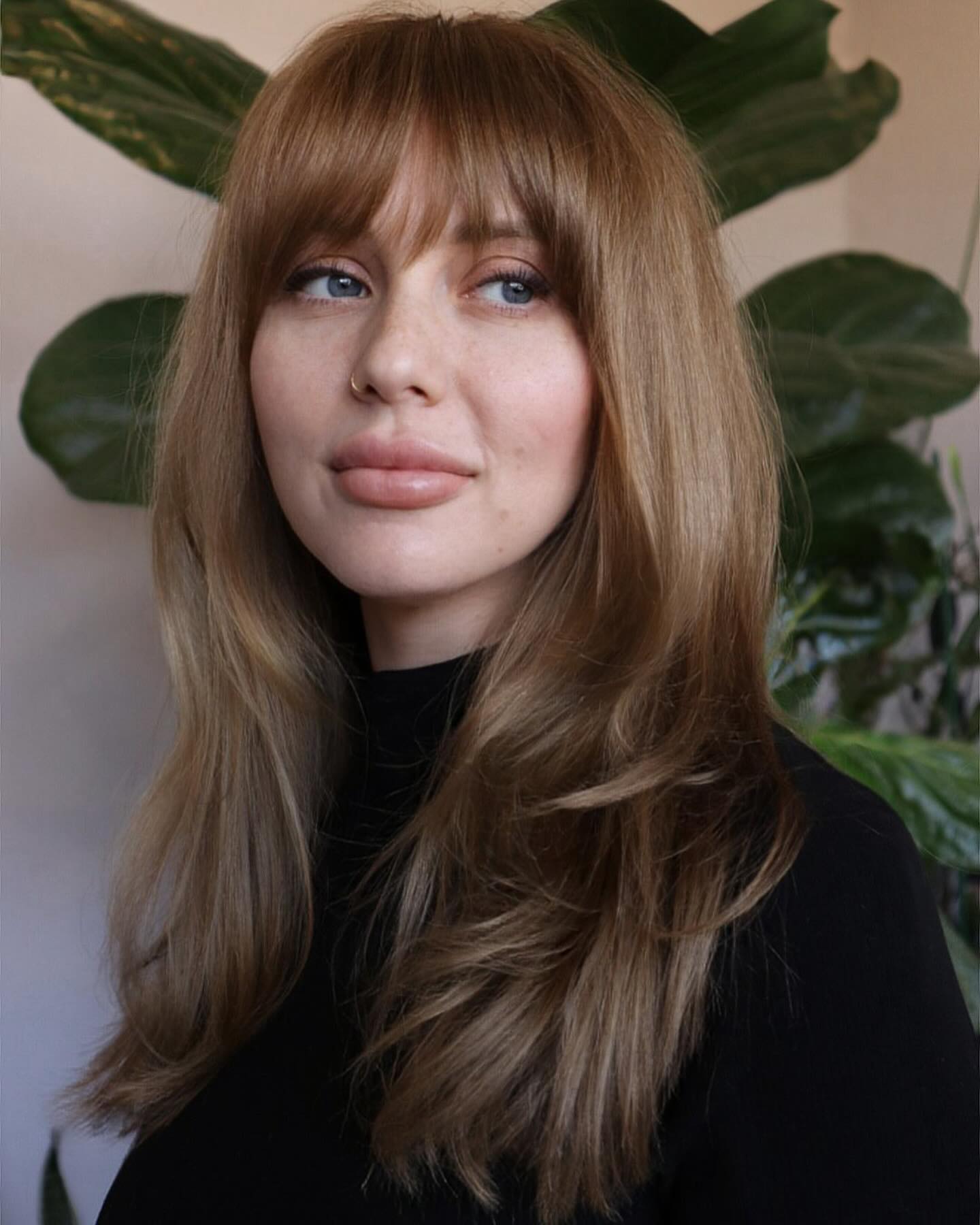 Effortless Medium Length Layers With Textured Bangs