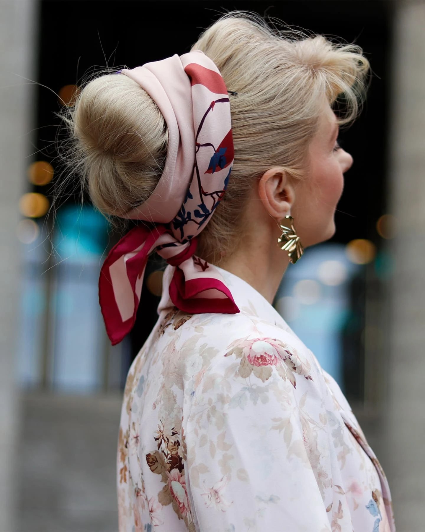 Elegant Twisted Bun With Silk Scarf Accent