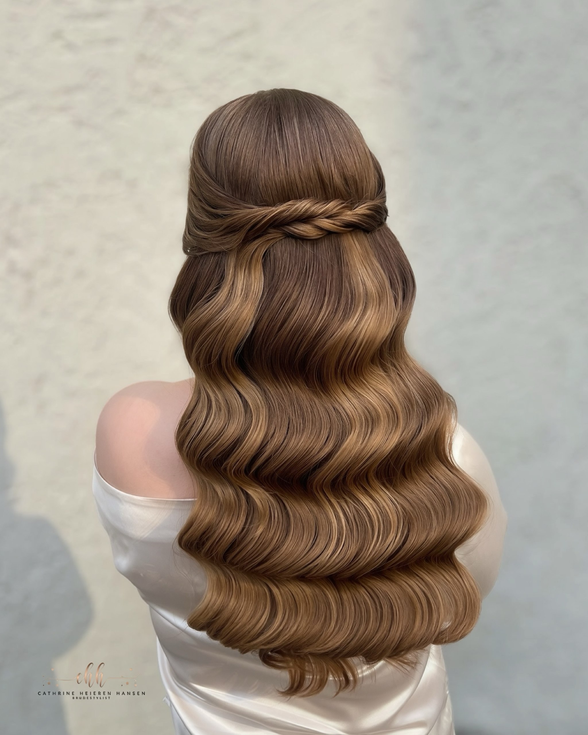 Elegant Twisted Half-Up with Hollywood Waves