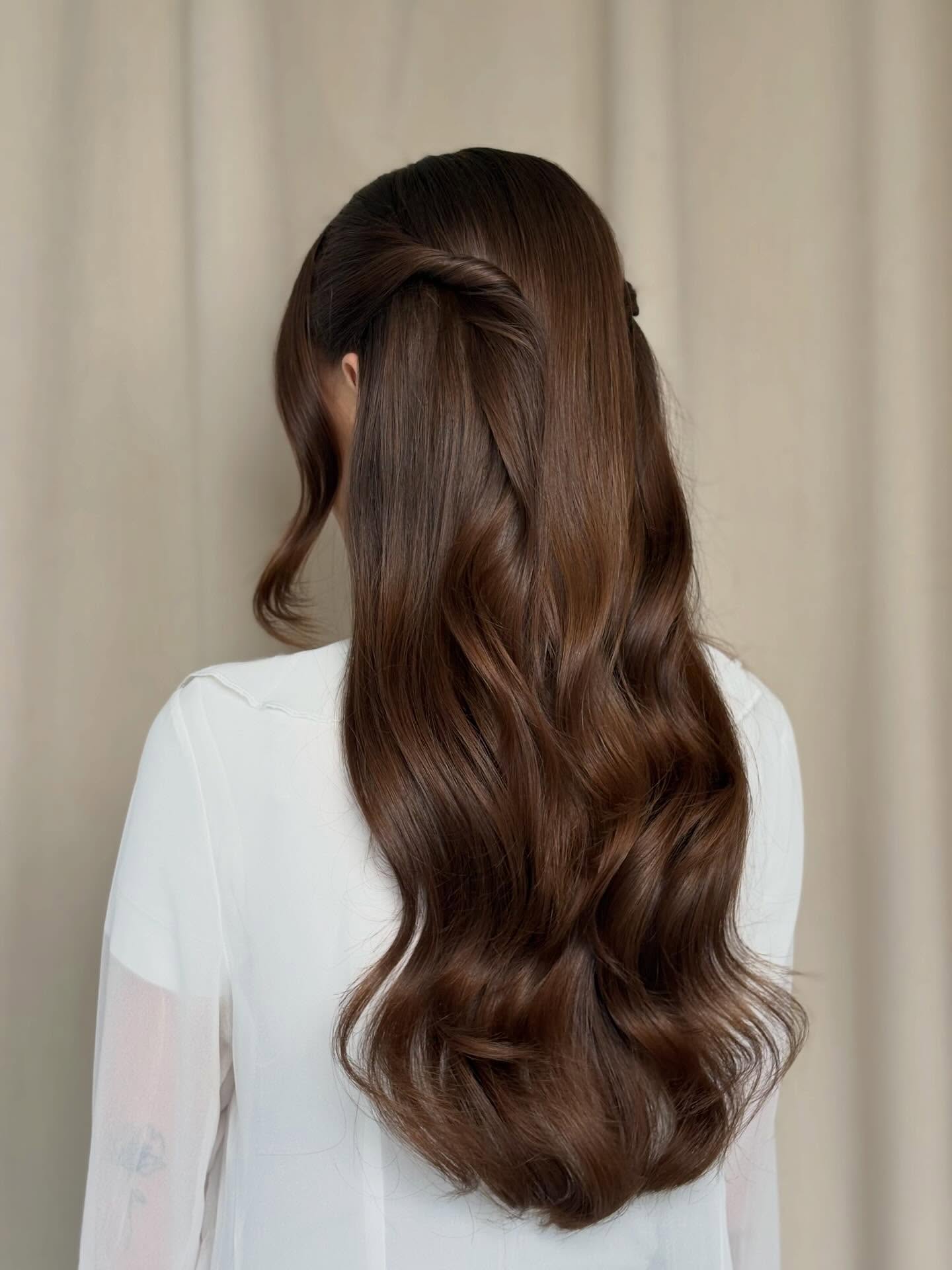Elegant Twisted Half-Up With Soft Waves