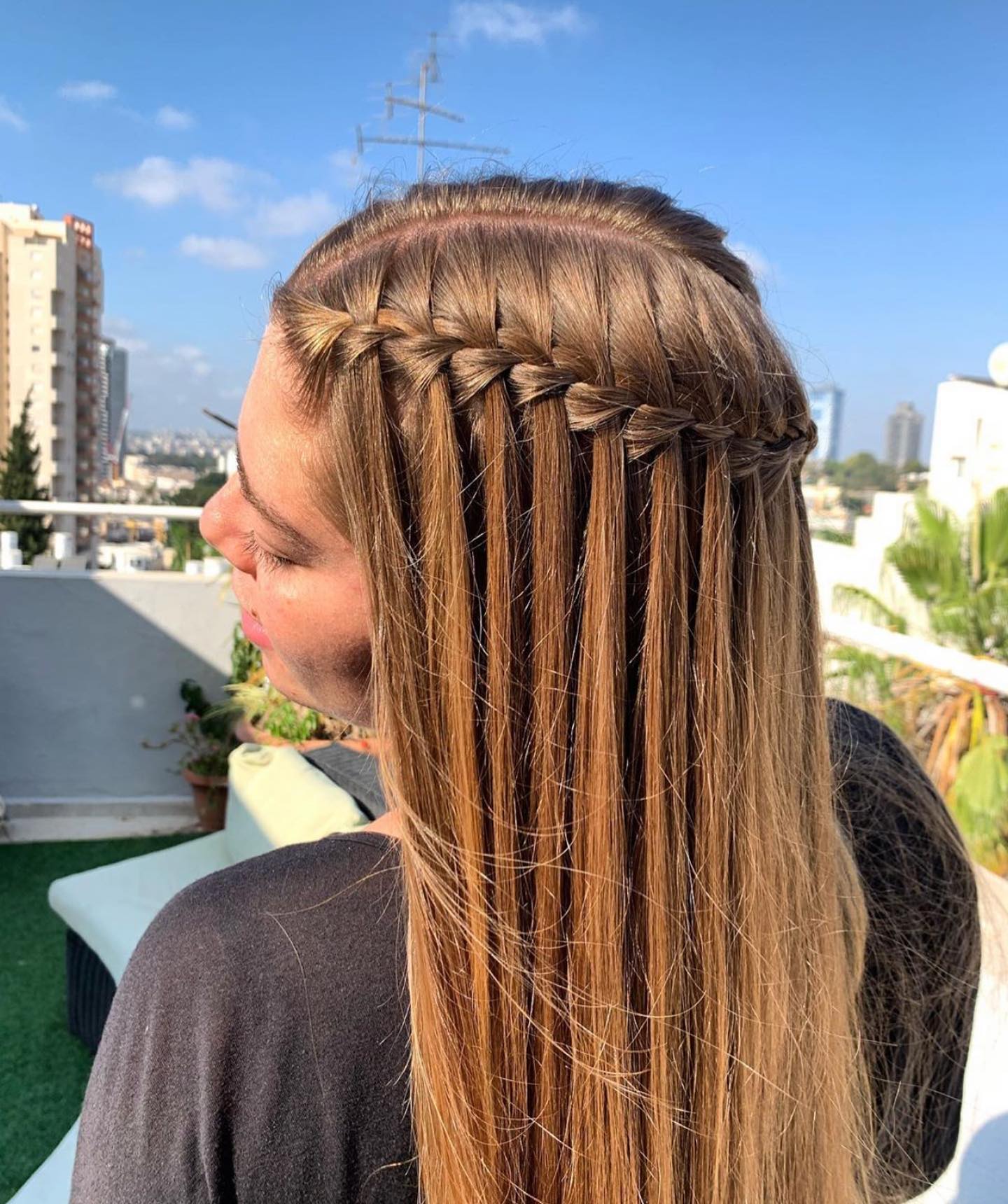 Elegant Waterfall Braids With Golden Blonde Highlights