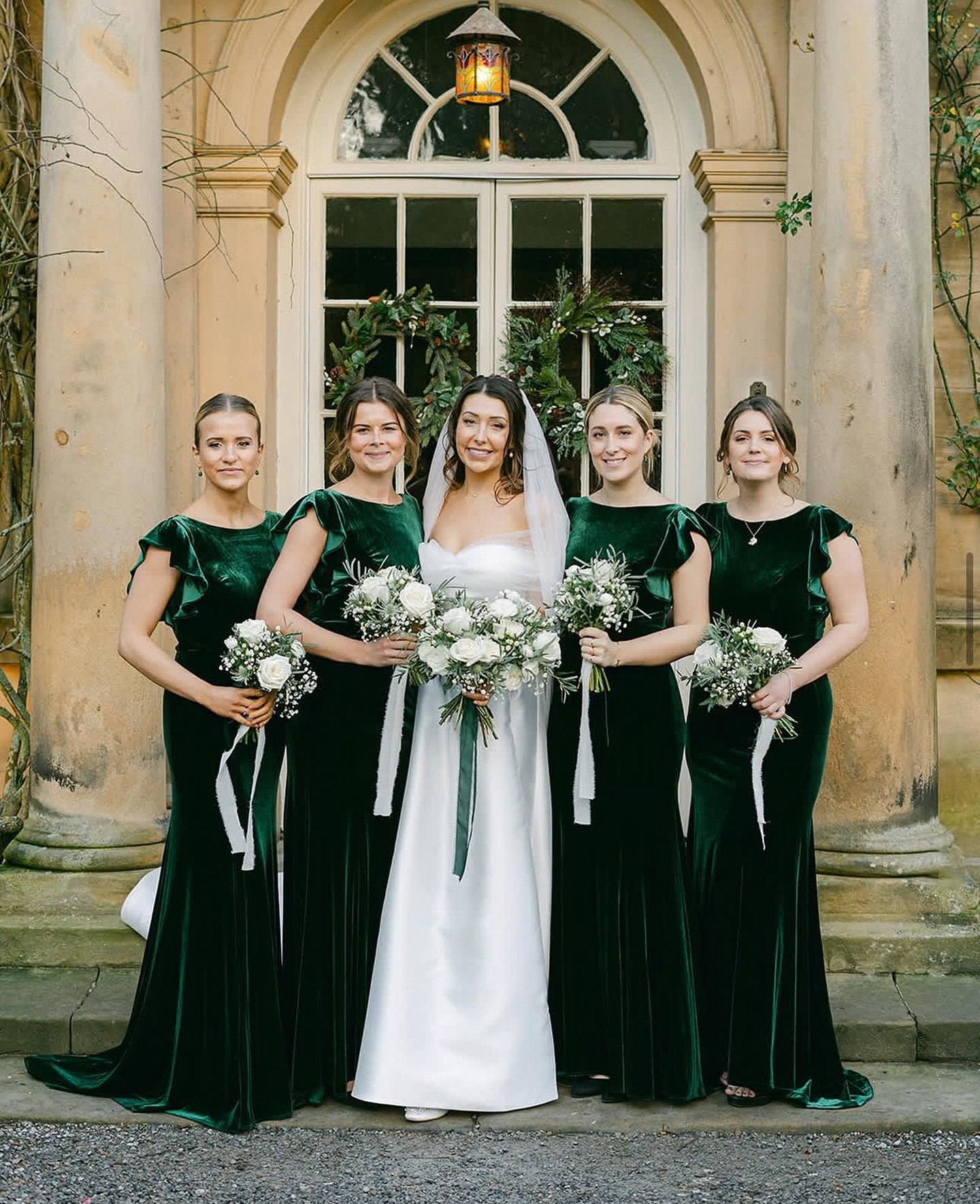 Emerald Velvet Bridesmaid Dresses For Winter Wedding