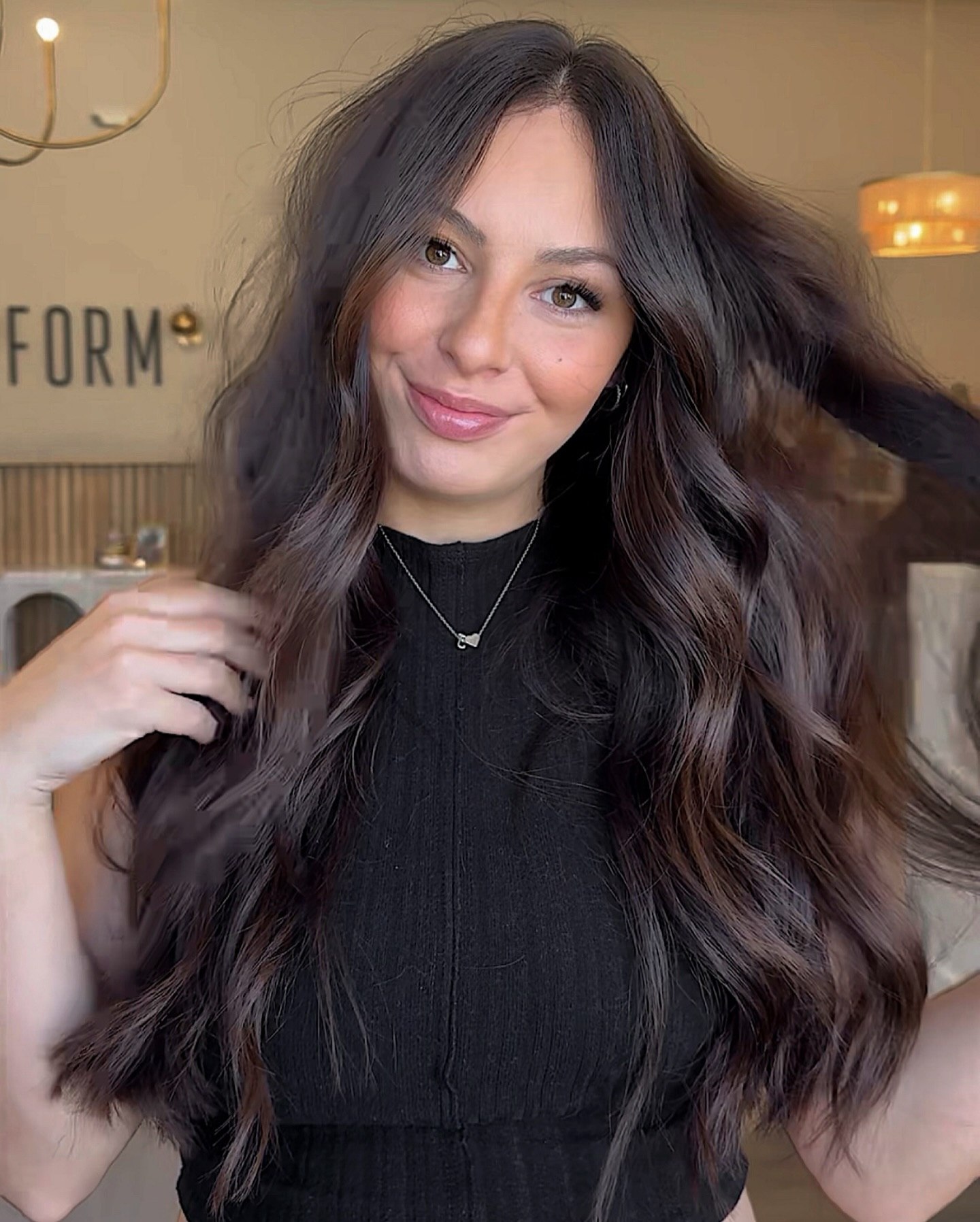 Espresso Brown Loose Waves With Face-Framing Layers