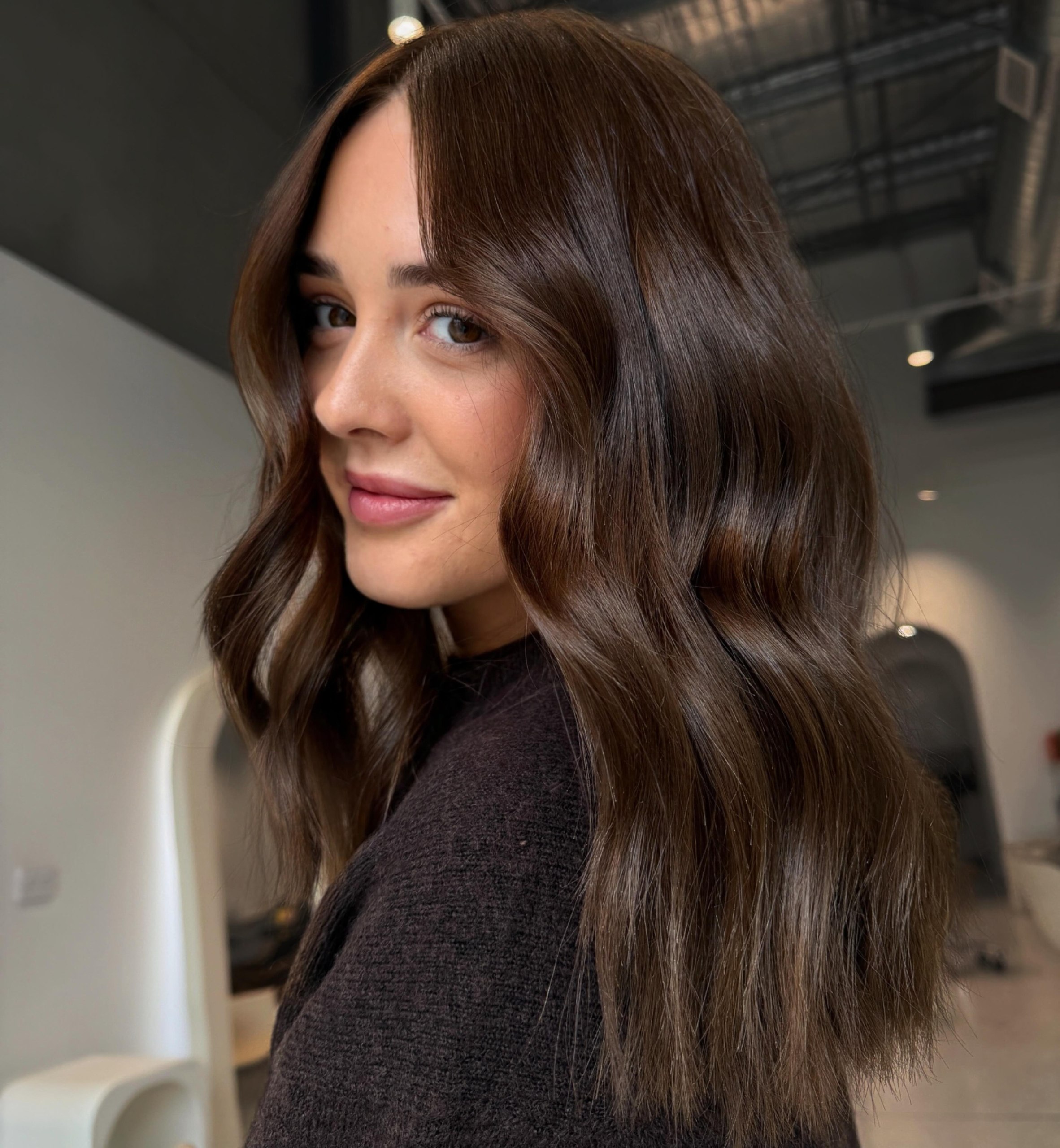 Espresso Brown Waves With Face-Framing Layers