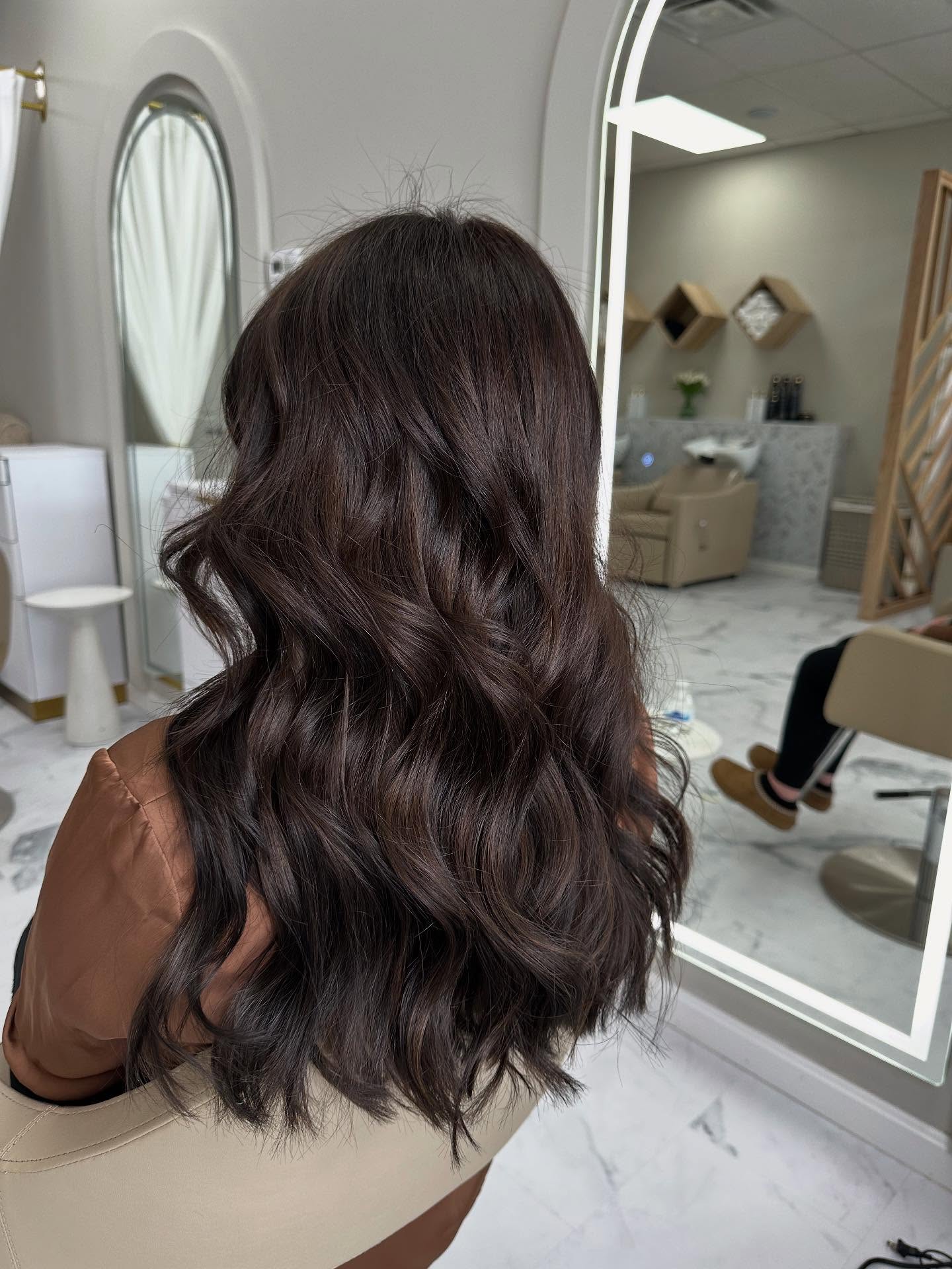 Espresso Brown Waves With Subtle Face Framing