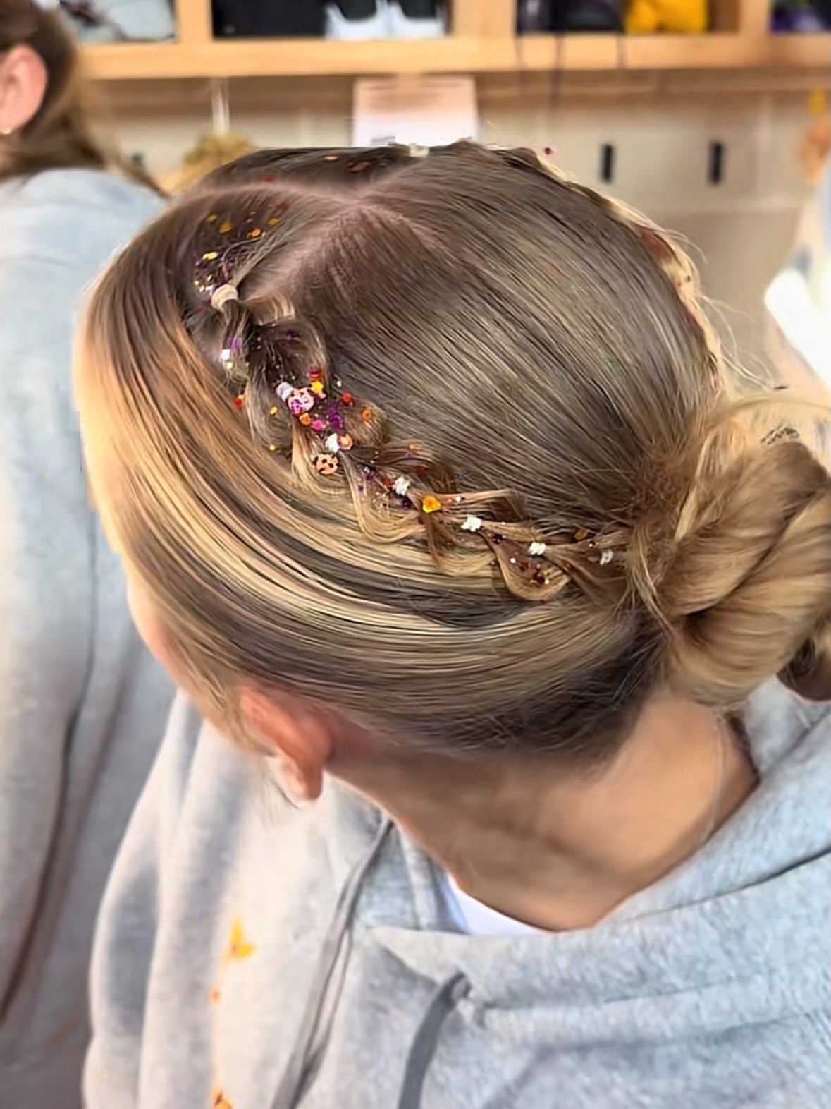 Festival Braided Low Bun With Chunky Glitter
