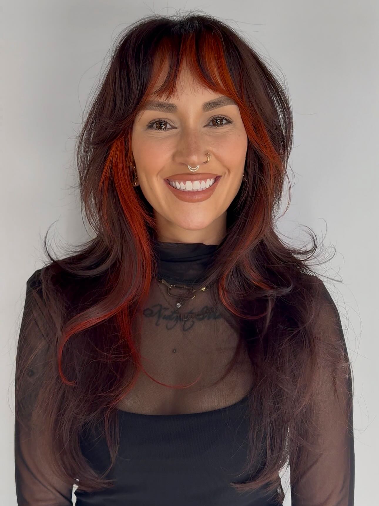 Fiery Auburn Money Piece With Soft Waves