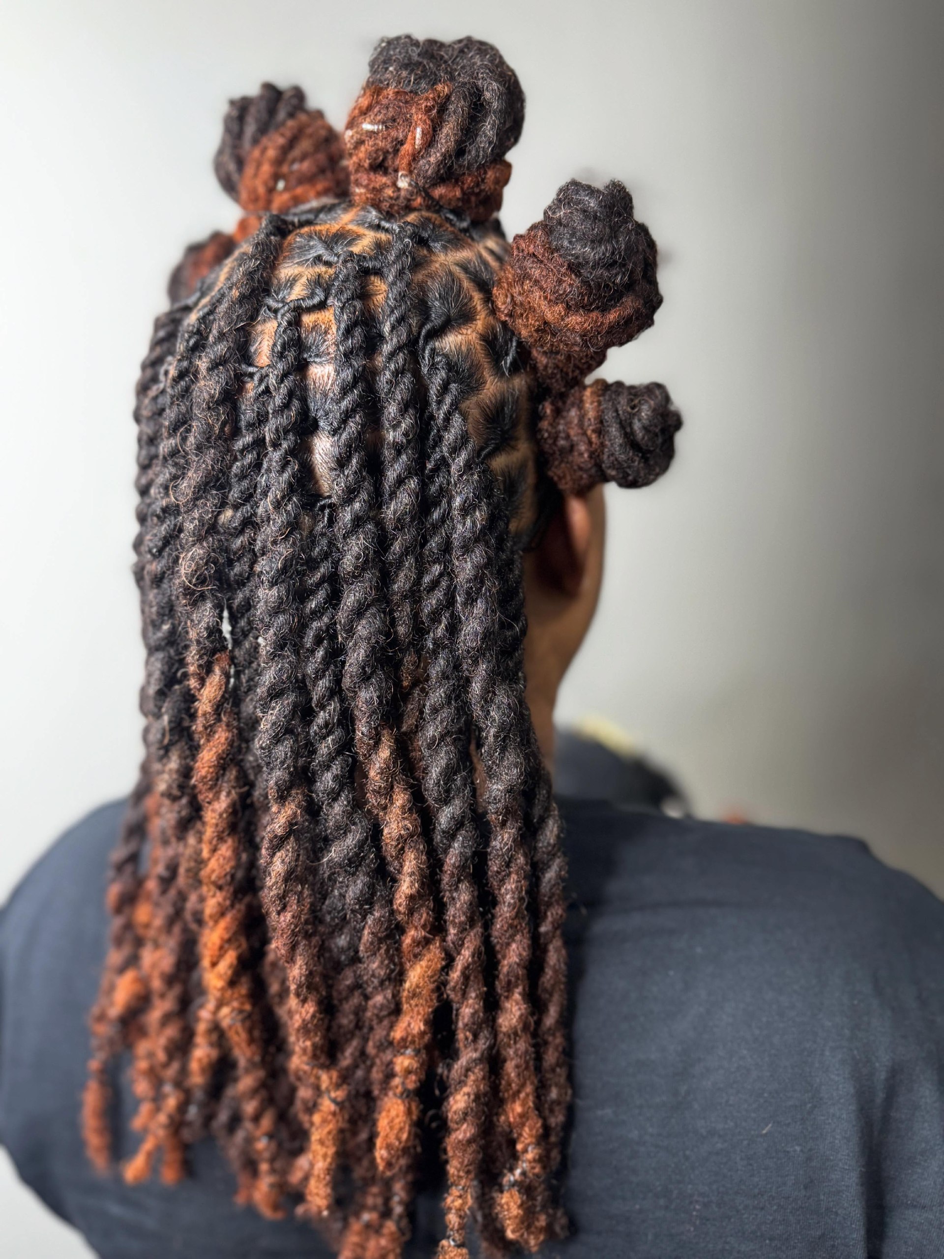 Fiery Ombre Two-Strand Twists With Bantu Knots