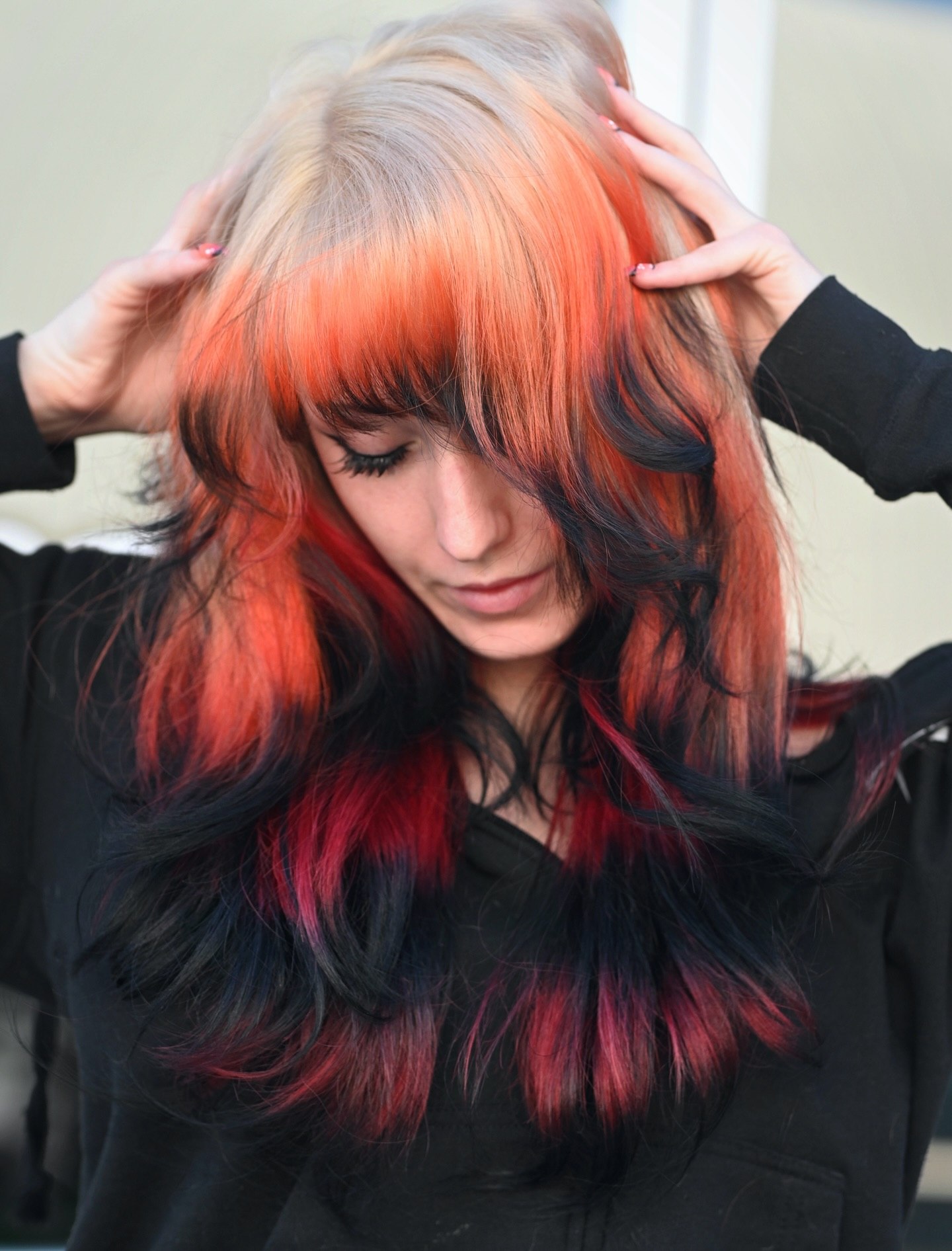 Fiery Streaks With Platinum Blonde Base