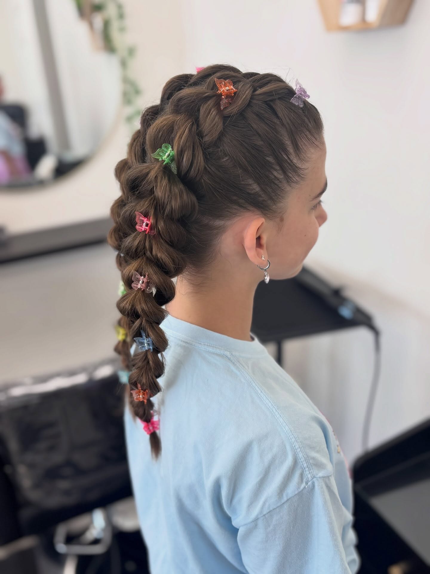 Fishtail Braid With Butterfly Clips