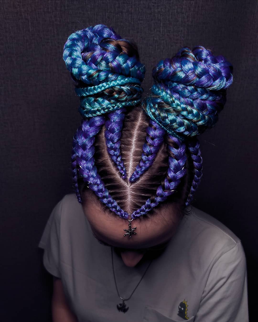 Futuristic Mermaid Braided Space Buns