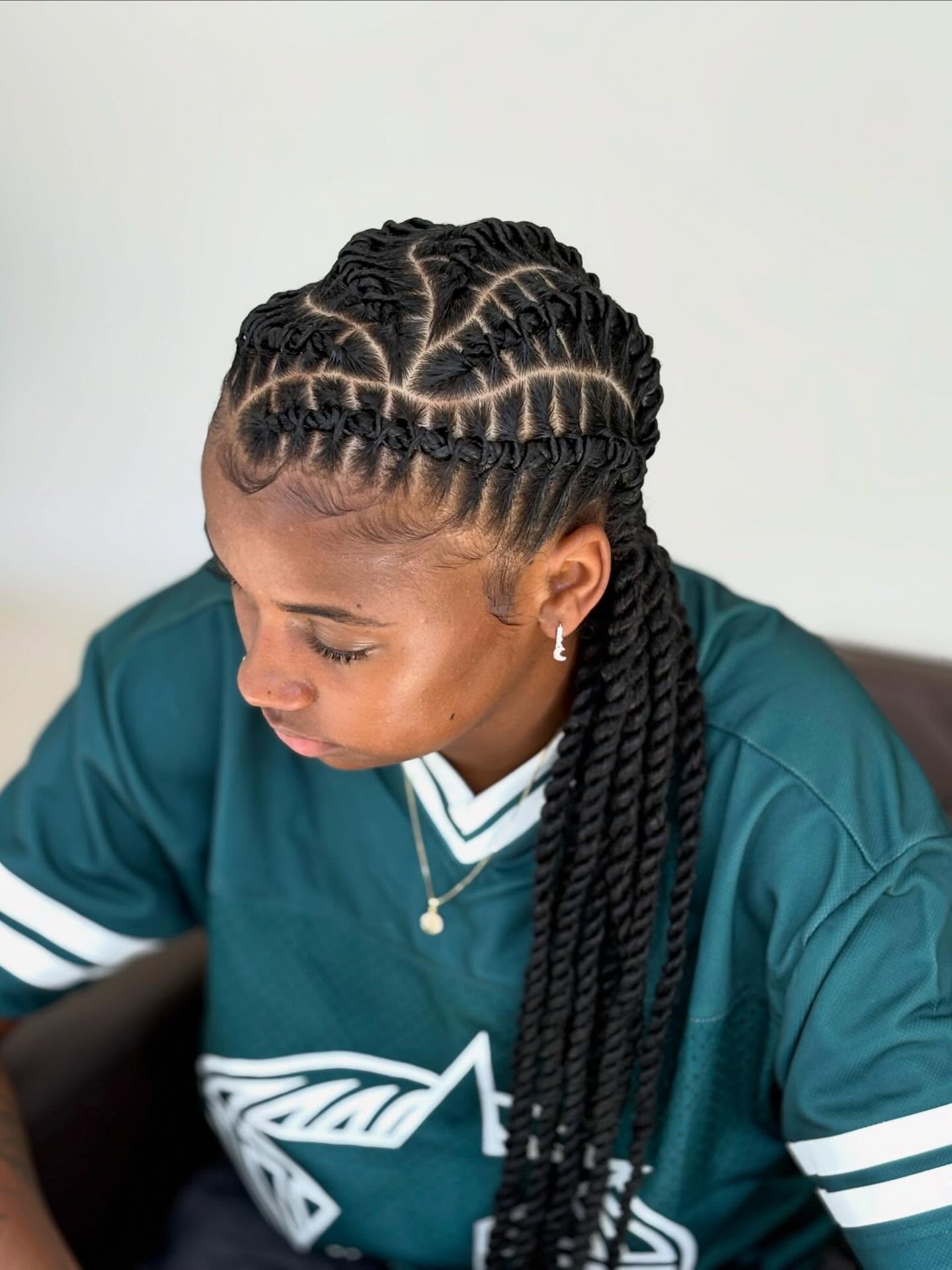 Geometric Cornrow Braids With Long Twists