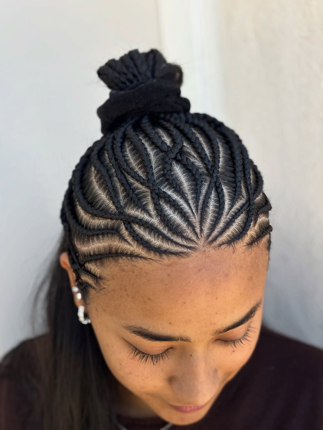 Geometric Cornrow Updo With Bun