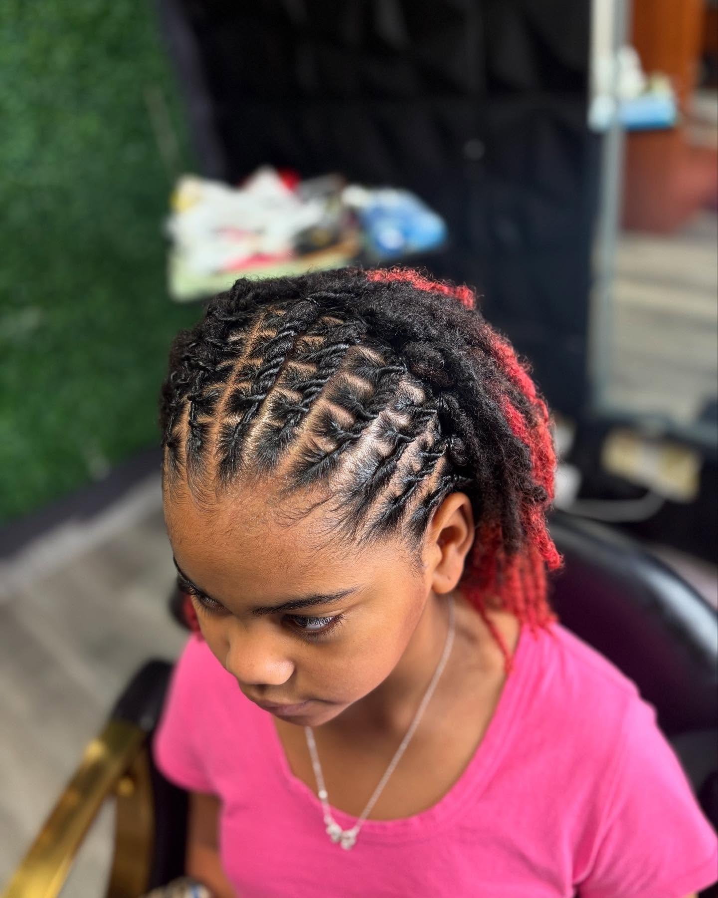 Geometric Flat Twists With Red Accents