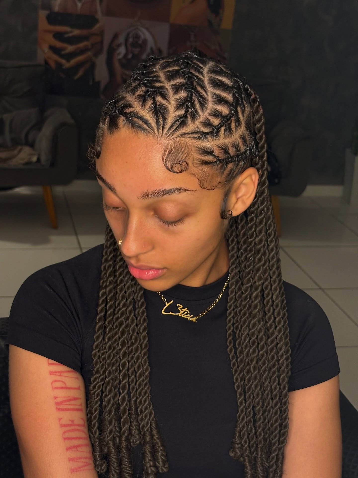 Geometric Parting Rope Twists With Baby Hairs