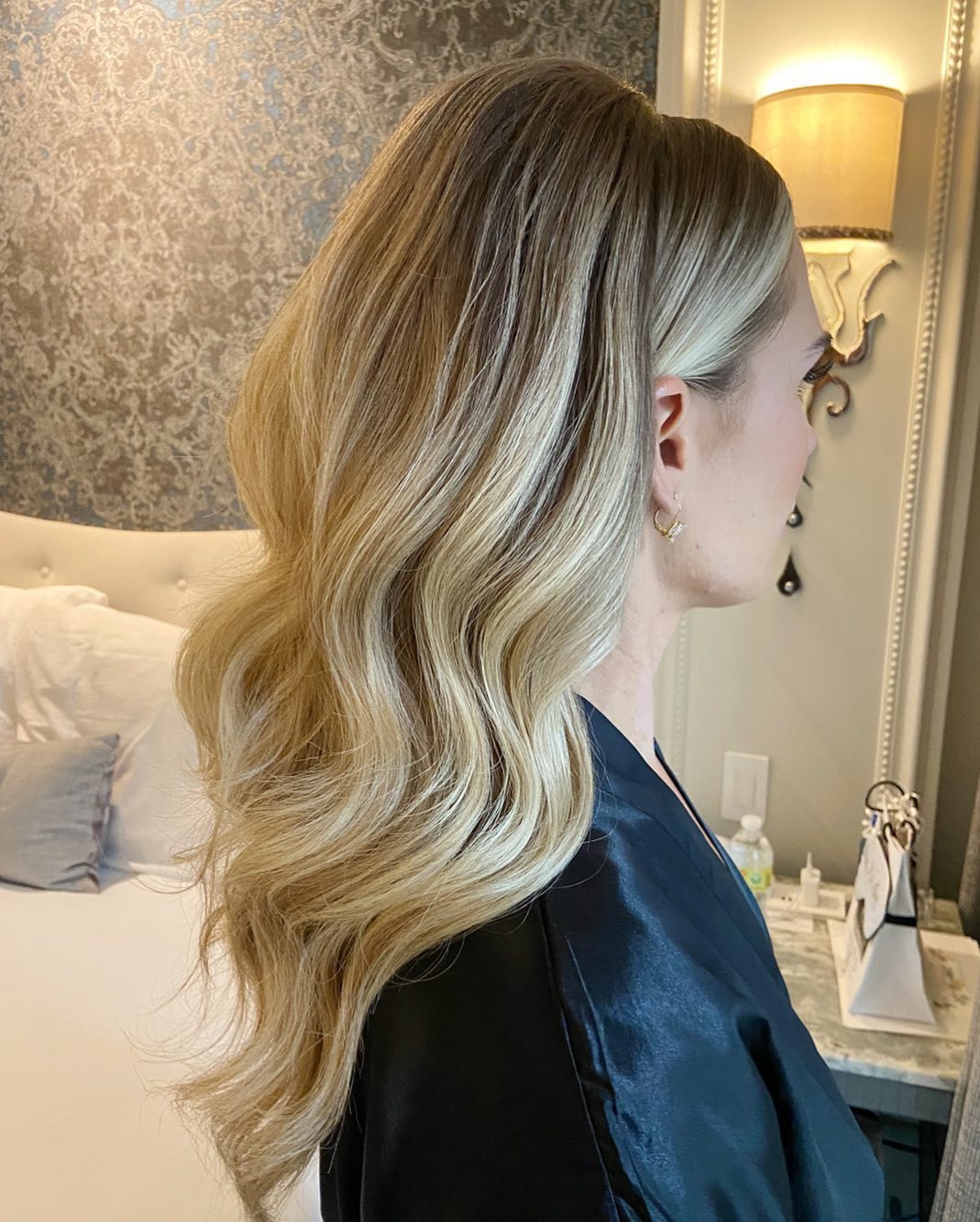 Glamorous Hollywood Waves Blonde Balayage