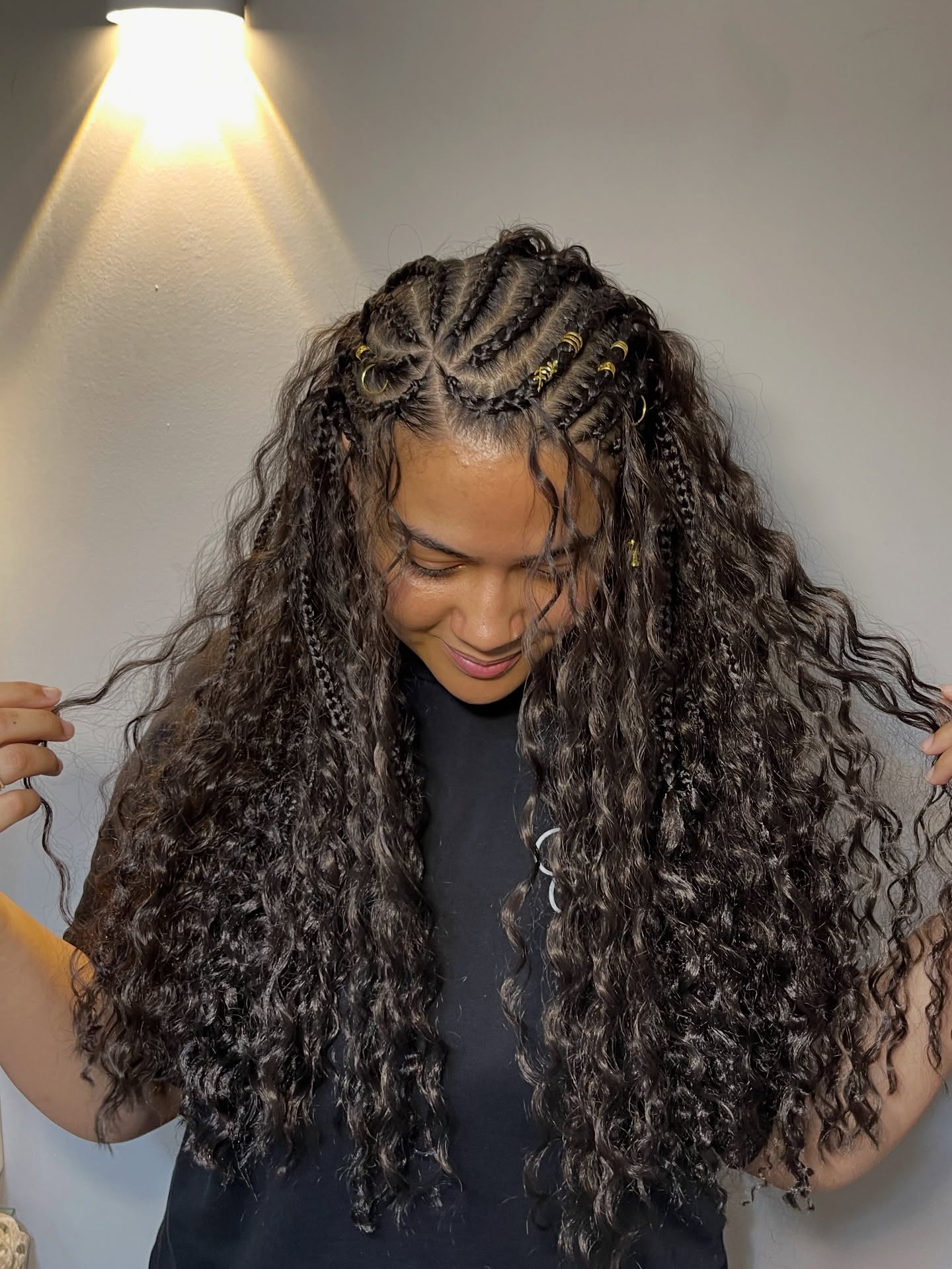 Goddess Braids With Natural Curly Texture