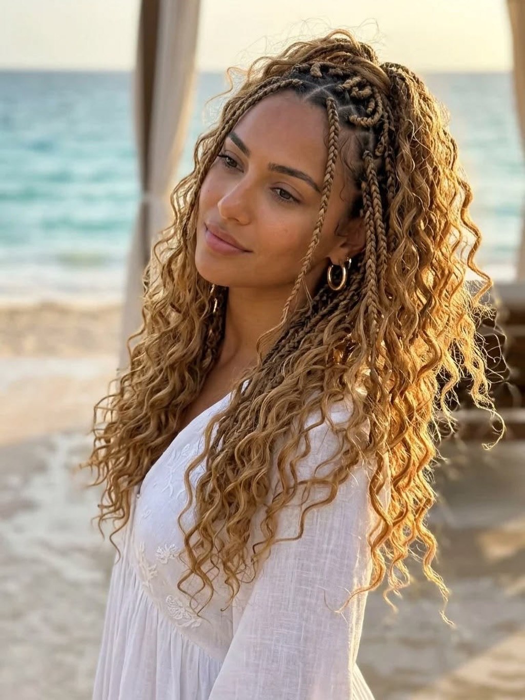 Golden Hour Goddess Braids With Curly Ends