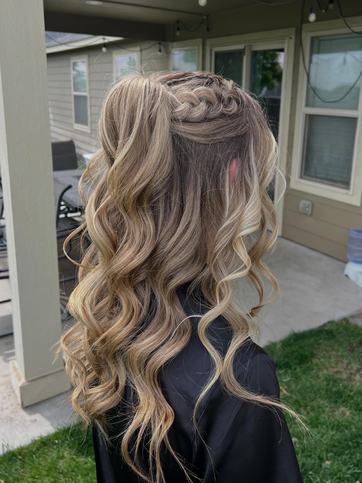 Half Up Braided High Ponytail With Curls