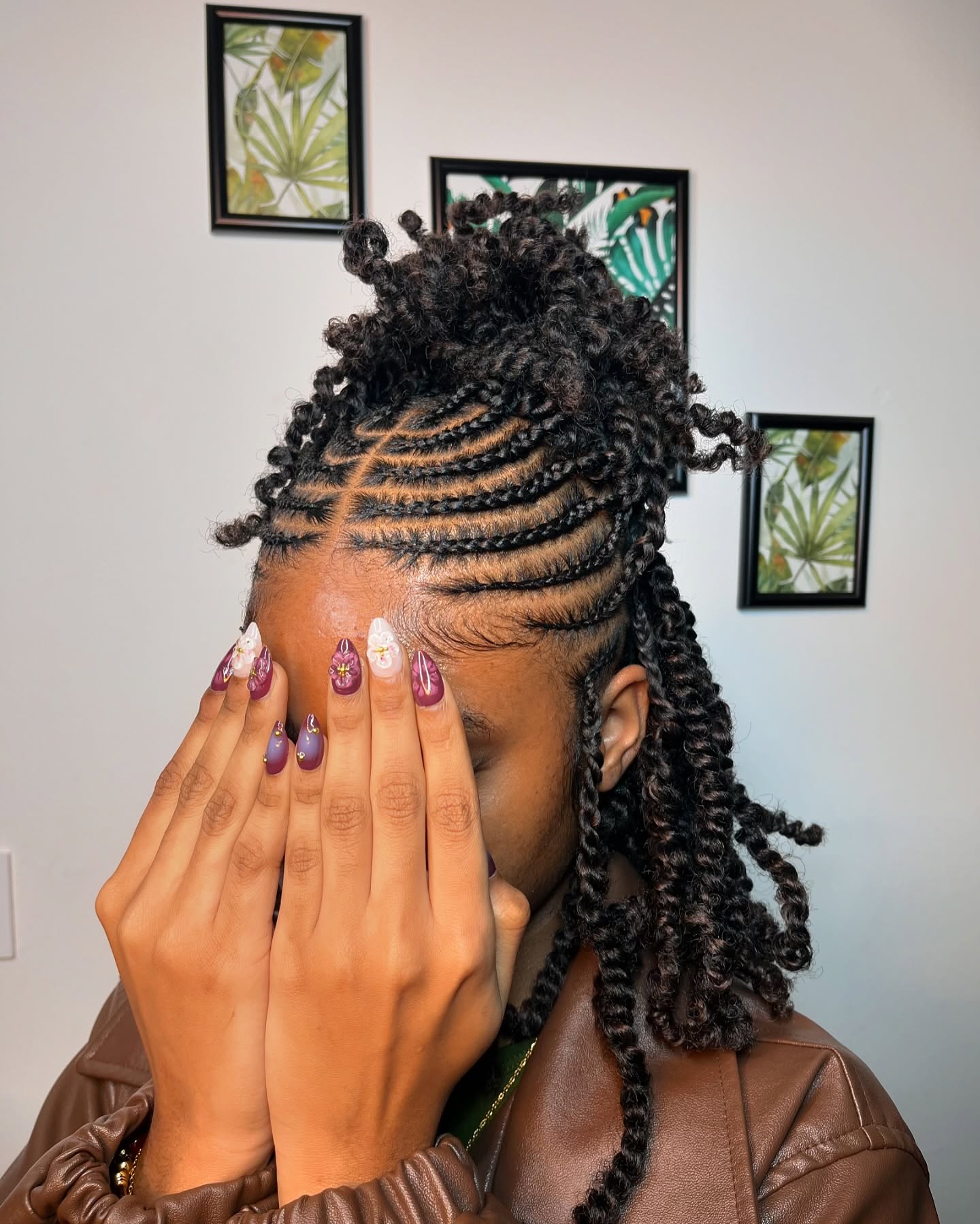Half Up Half Down Kinky Twist With Cornrows